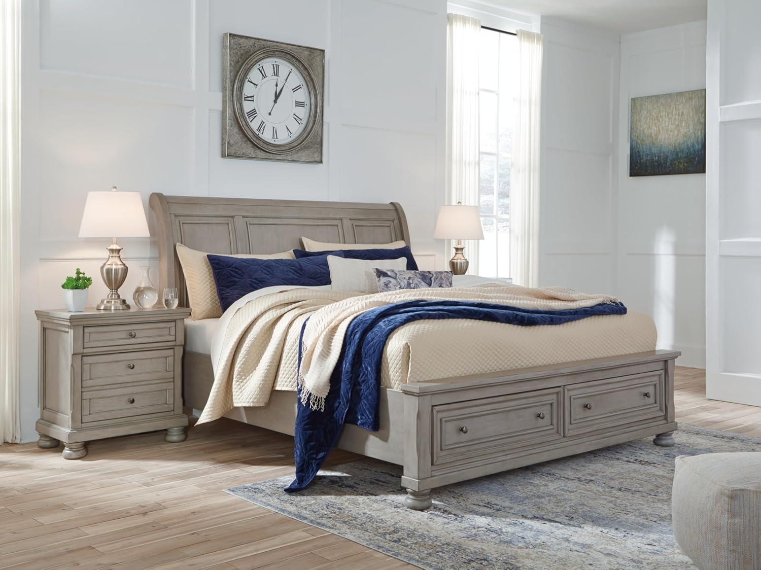 imageSignature Design by Ashley Lettner Traditional SmoothGliding 7Drawer Dresser and Mirror with Safety Stop FeltLined Top Drawers and PullOut Tray Light GrayLight Gray