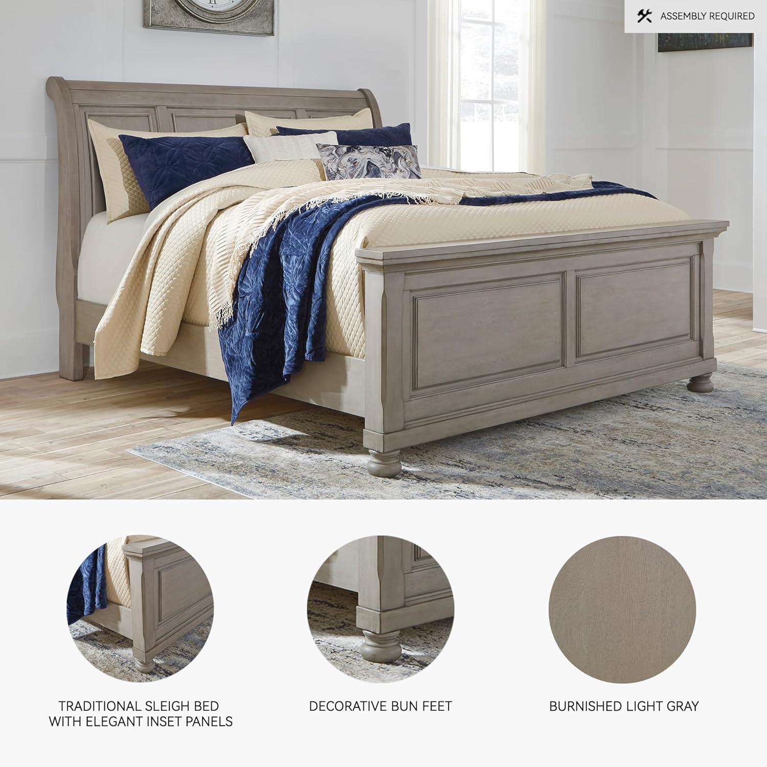 imageSignature Design by Ashley Lettner Traditional SmoothGliding 7Drawer Dresser and Mirror with Safety Stop FeltLined Top Drawers and PullOut Tray Light GrayLight Gray