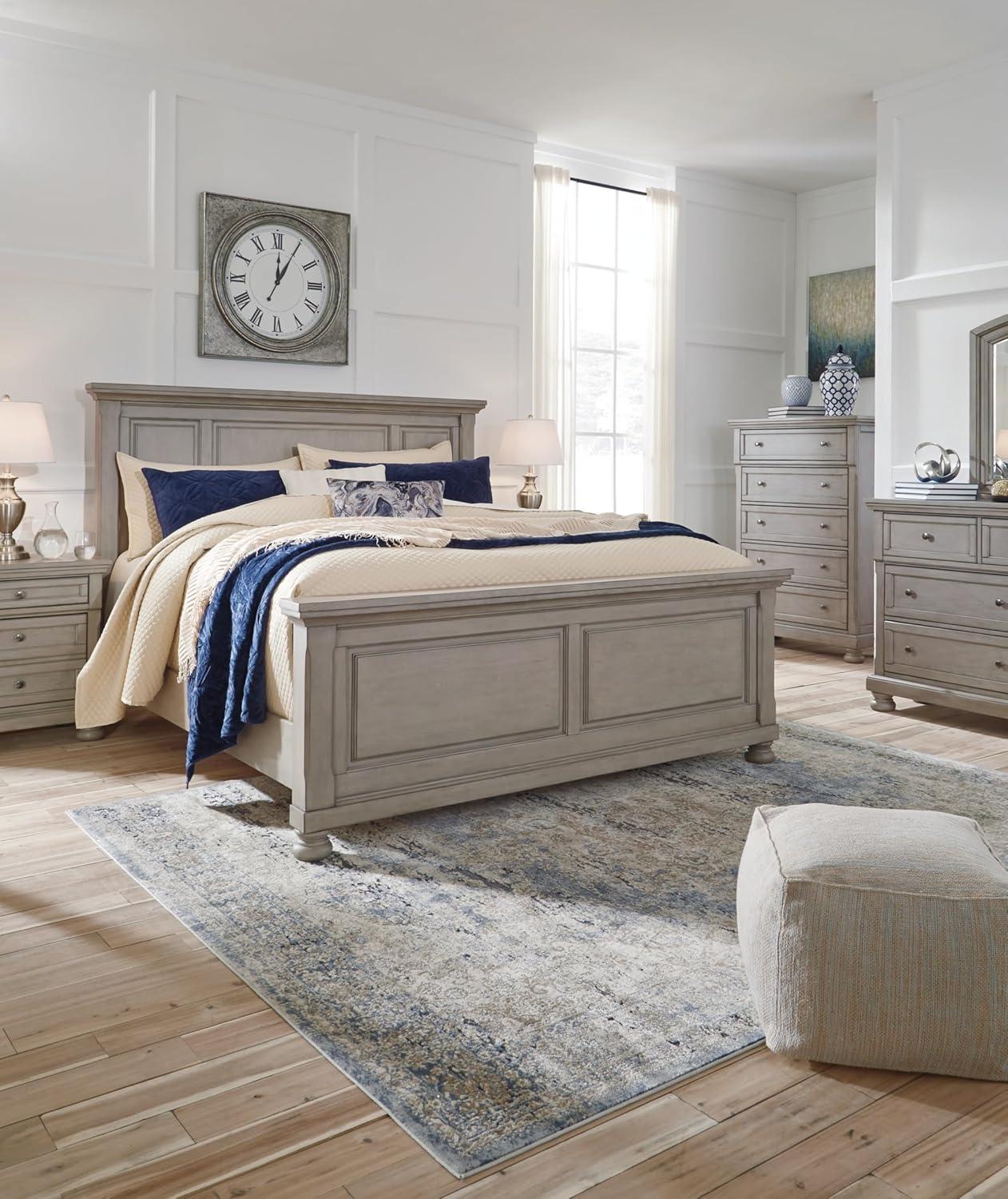 imageSignature Design by Ashley Lettner Traditional SmoothGliding 7Drawer Dresser and Mirror with Safety Stop FeltLined Top Drawers and PullOut Tray Light GrayLight Gray