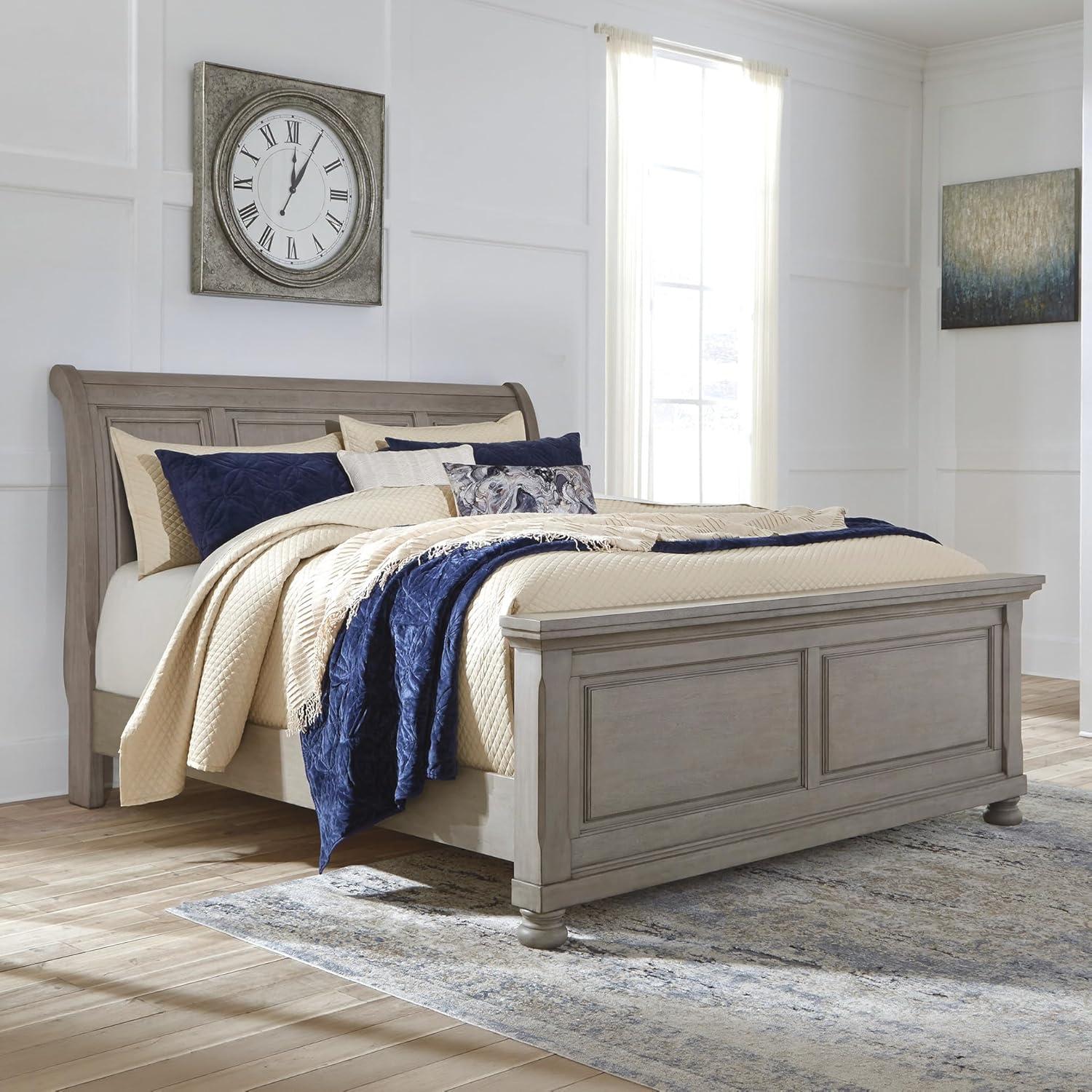 imageSignature Design by Ashley Lettner Traditional SmoothGliding 7Drawer Dresser and Mirror with Safety Stop FeltLined Top Drawers and PullOut Tray Light GrayLight Gray