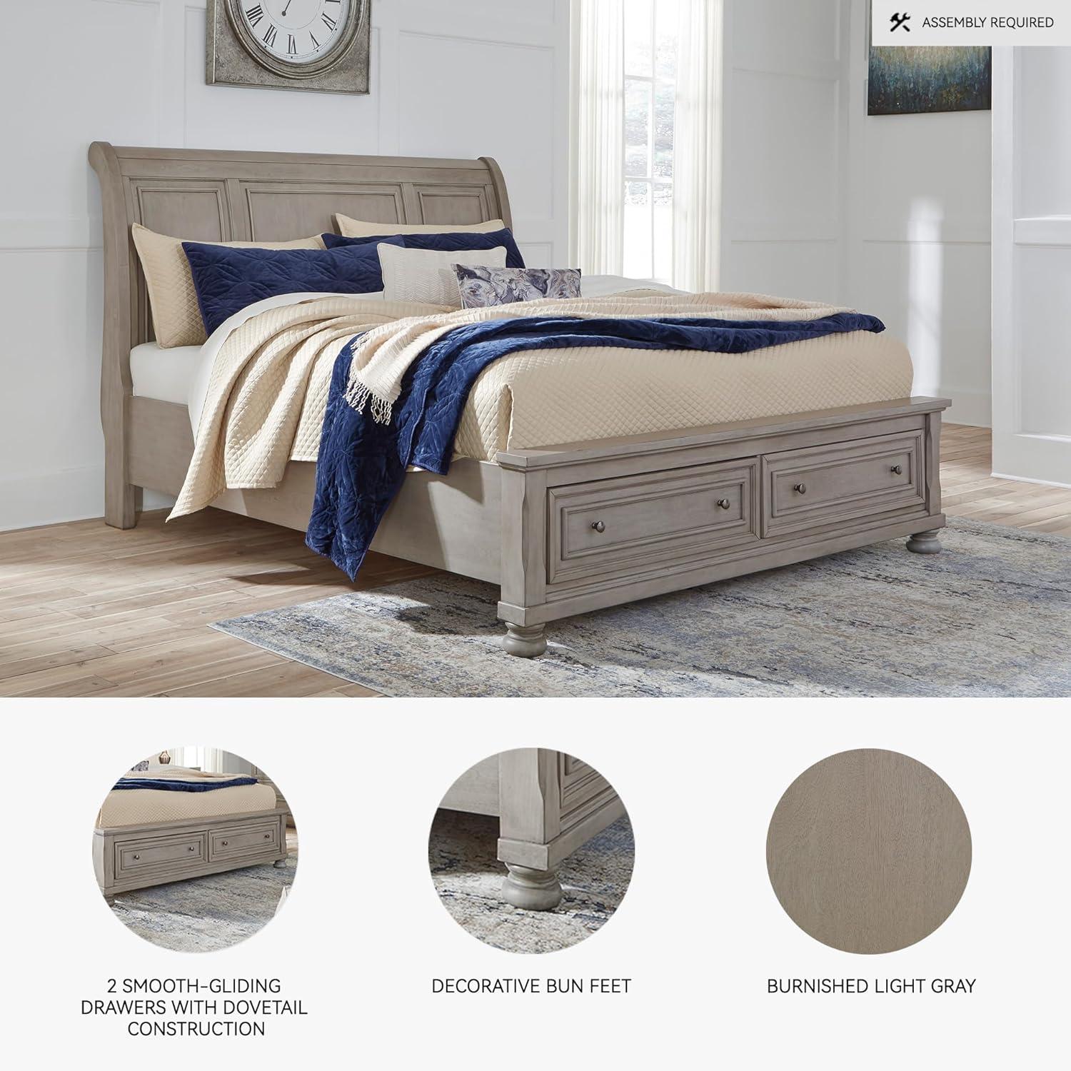imageSignature Design by Ashley Lettner Traditional SmoothGliding 7Drawer Dresser and Mirror with Safety Stop FeltLined Top Drawers and PullOut Tray Light GrayLight Gray