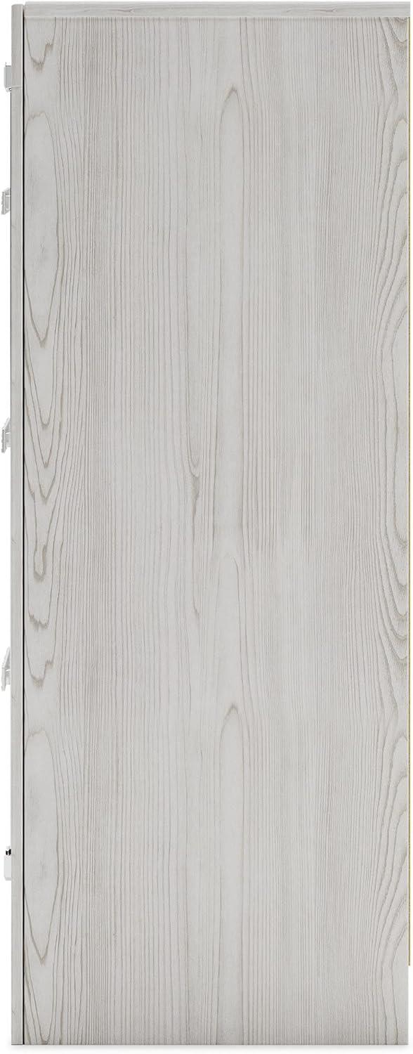 imageSignature Design by Ashley Lodanna Modern Glam 6 Drawer Dresser with Faceted Chrome Accents Gray Wood GrainWhite