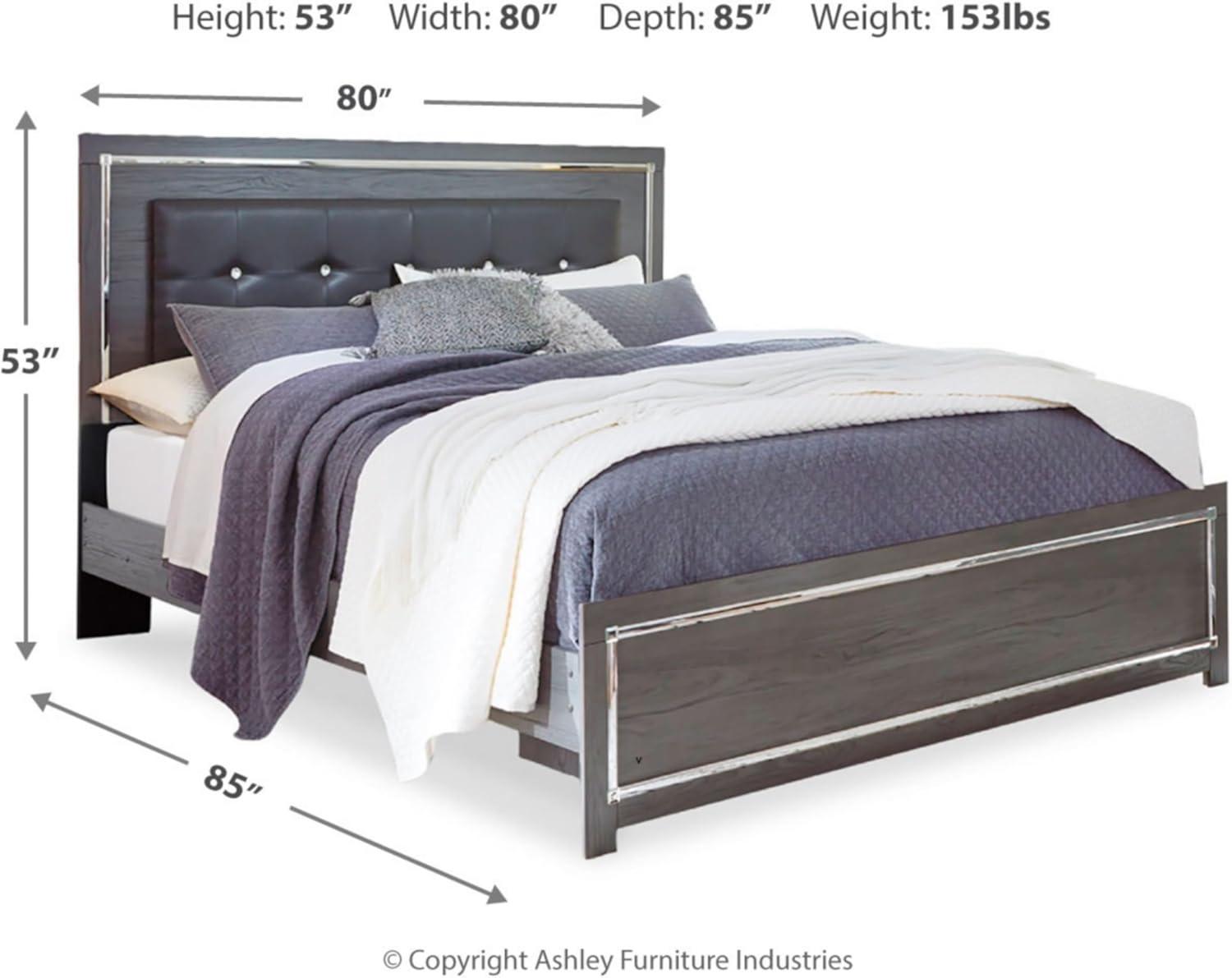 imageSignature Design by Ashley Lodanna Modern SmoothGliding 6Drawer Dresser and Mirror with Safety Stop Tipover Restraint Faceted ChromeTone Accents Lined Drawers Gray FinishGrey