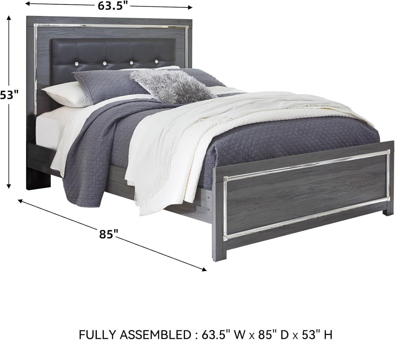 imageSignature Design by Ashley Lodanna Modern SmoothGliding 6Drawer Dresser and Mirror with Safety Stop Tipover Restraint Faceted ChromeTone Accents Lined Drawers Gray FinishGrey
