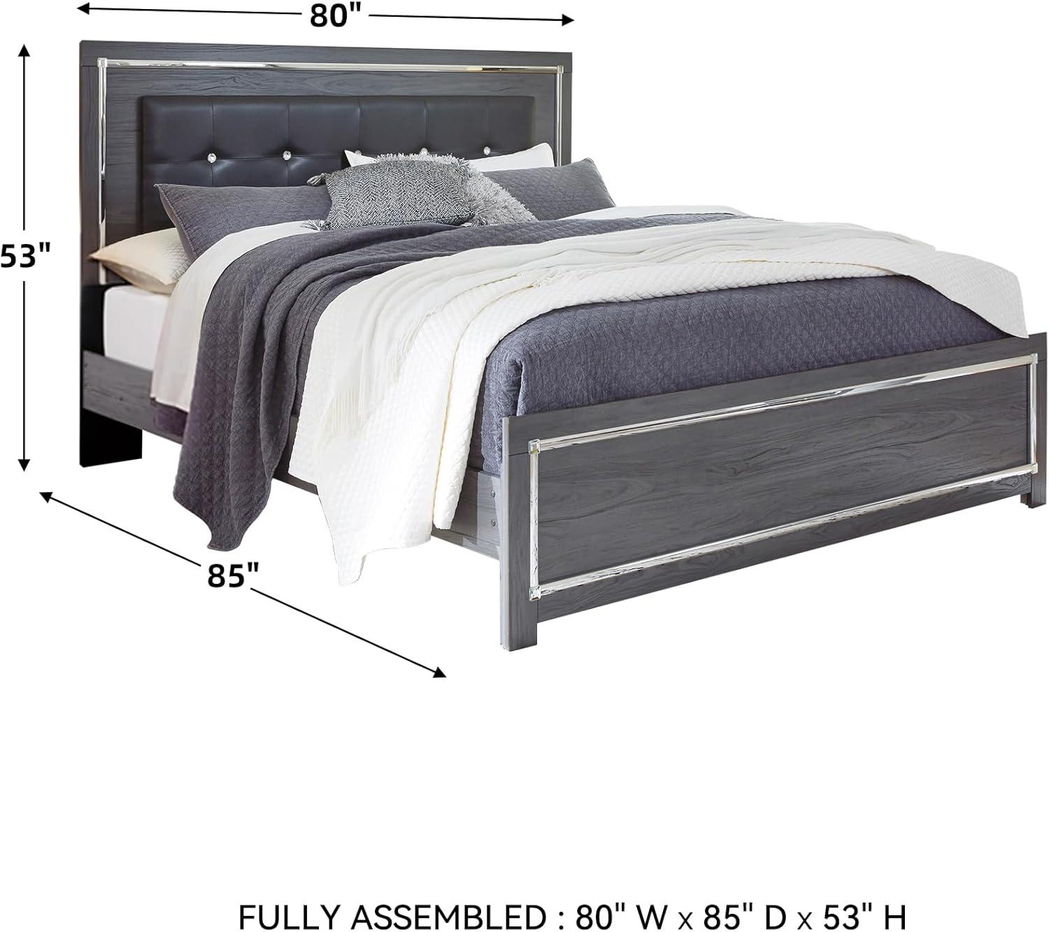 imageSignature Design by Ashley Lodanna Modern SmoothGliding 6Drawer Dresser and Mirror with Safety Stop Tipover Restraint Faceted ChromeTone Accents Lined Drawers Gray FinishGrey