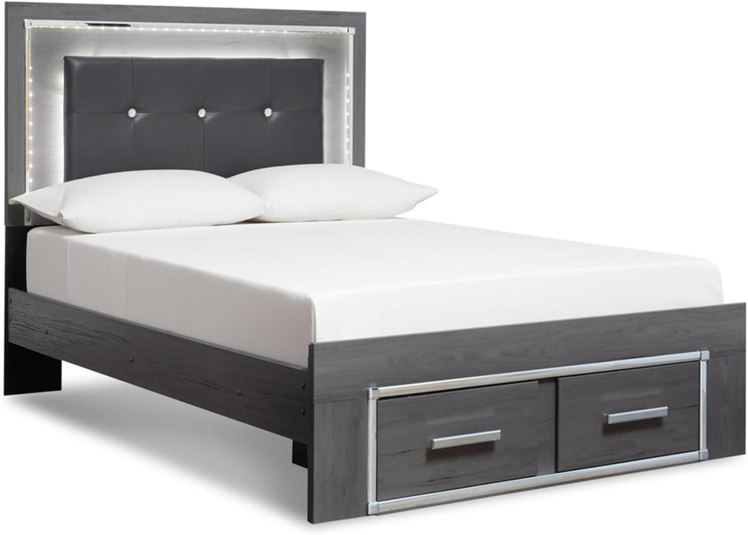 imageSignature Design by Ashley Lodanna Modern SmoothGliding 6Drawer Dresser and Mirror with Safety Stop Tipover Restraint Faceted ChromeTone Accents Lined Drawers Gray FinishGrey