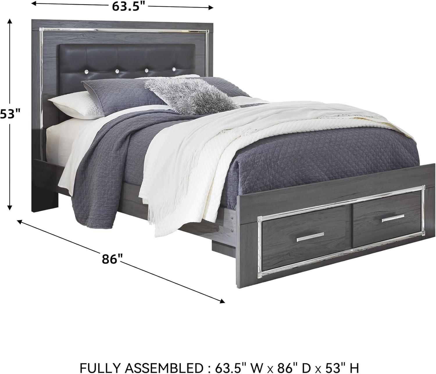 imageSignature Design by Ashley Lodanna Modern SmoothGliding 6Drawer Dresser and Mirror with Safety Stop Tipover Restraint Faceted ChromeTone Accents Lined Drawers Gray FinishGrey