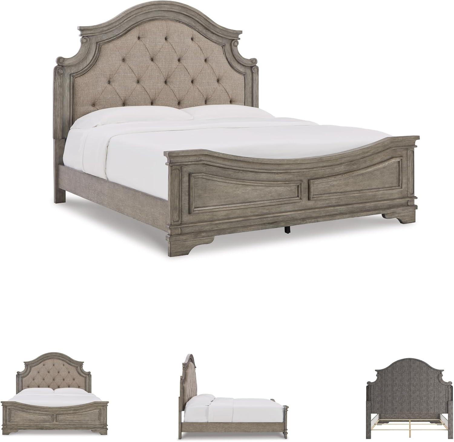 imageSignature Design by Ashley Lodenbay Casual SmoothGliding 7Drawer Dresser and Mirror with Safety Stop Light Gray ampamp Dark BrownAntique Gray