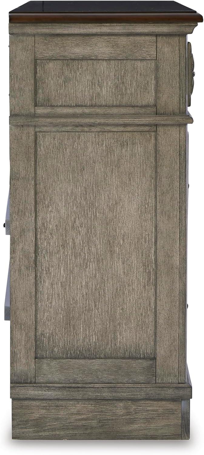 imageSignature Design by Ashley Lodenbay Casual SmoothGliding 7Drawer Dresser and Mirror with Safety Stop Light Gray ampamp Dark BrownAntique Gray