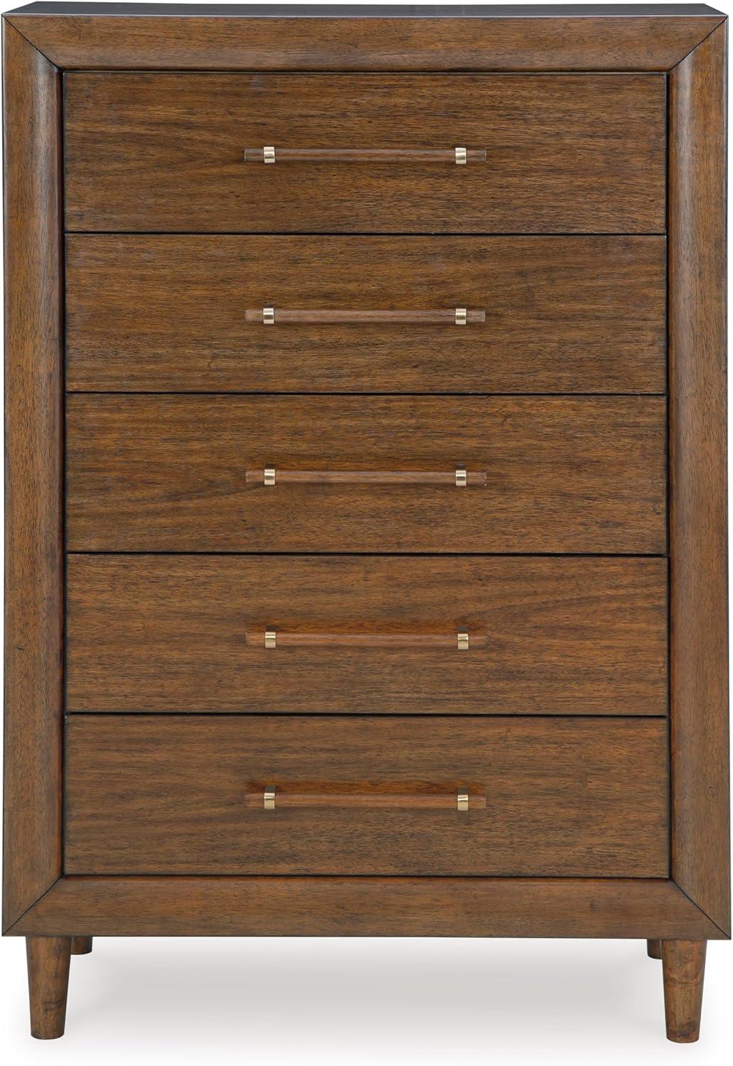 imageSignature Design by Ashley Lyncott 6Drawer Dresser Safety Stop Felt Lined Top Drawers Round Tapered Legs Hardwood Solids 6125quot W x 1788quot D x 375quot H Brown5 Drawer Chest