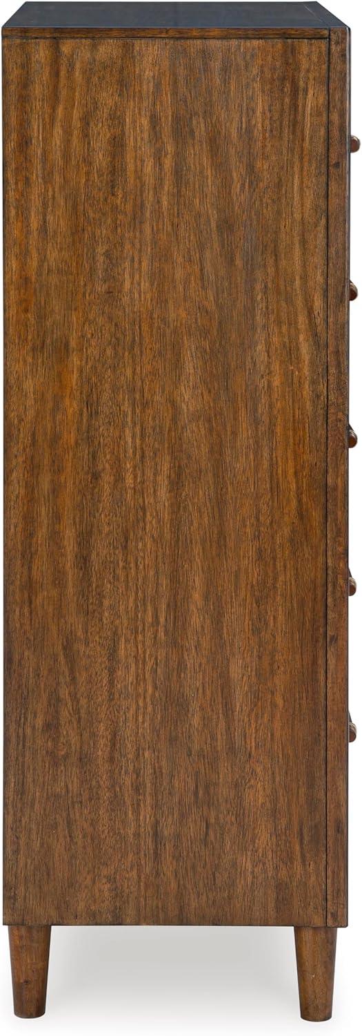 imageSignature Design by Ashley Lyncott 6Drawer Dresser Safety Stop Felt Lined Top Drawers Round Tapered Legs Hardwood Solids 6125quot W x 1788quot D x 375quot H Brown5 Drawer Chest