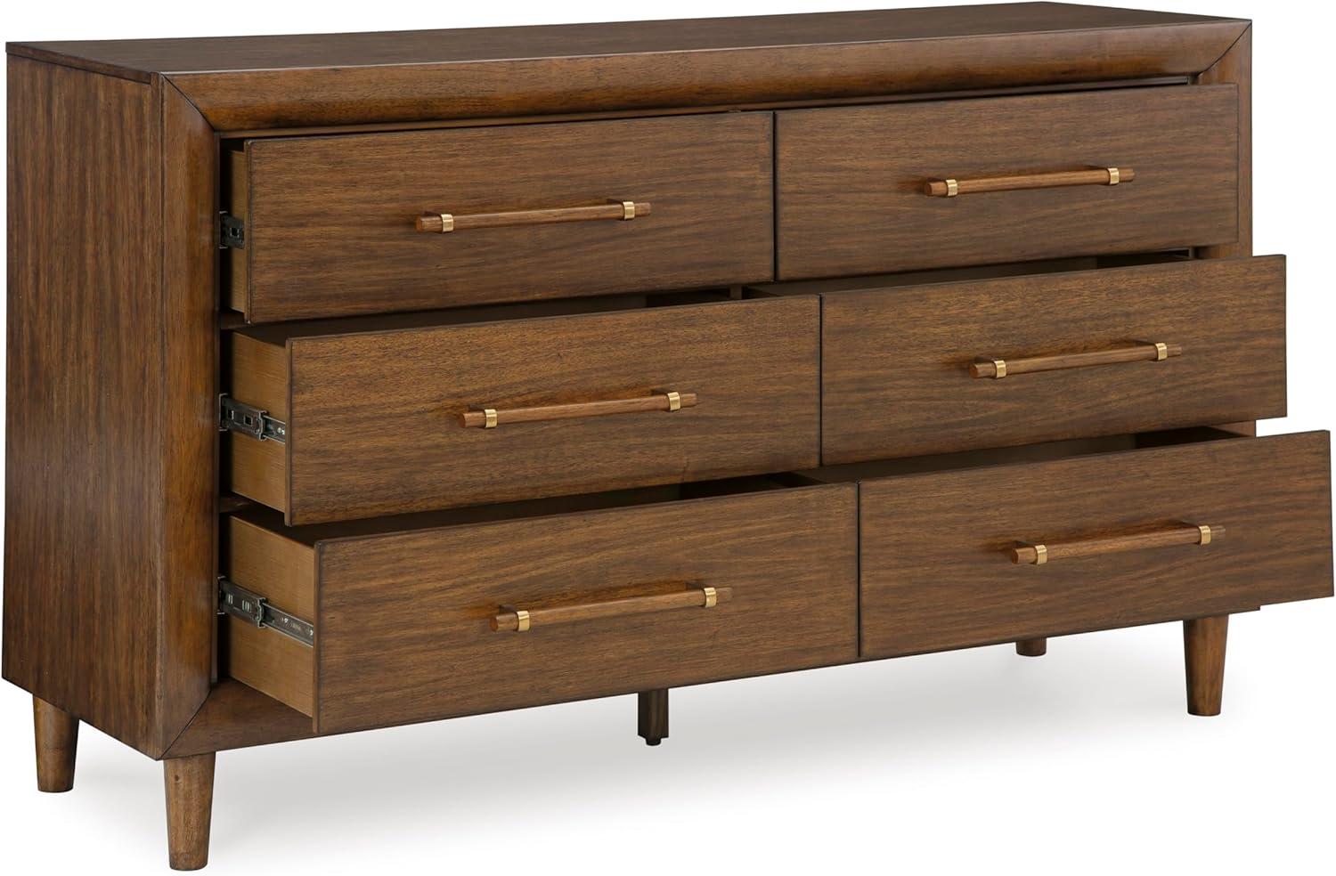 imageSignature Design by Ashley Lyncott 6Drawer Dresser Safety Stop Felt Lined Top Drawers Round Tapered Legs Hardwood Solids 6125quot W x 1788quot D x 375quot H Brown6 Drawer Dresser