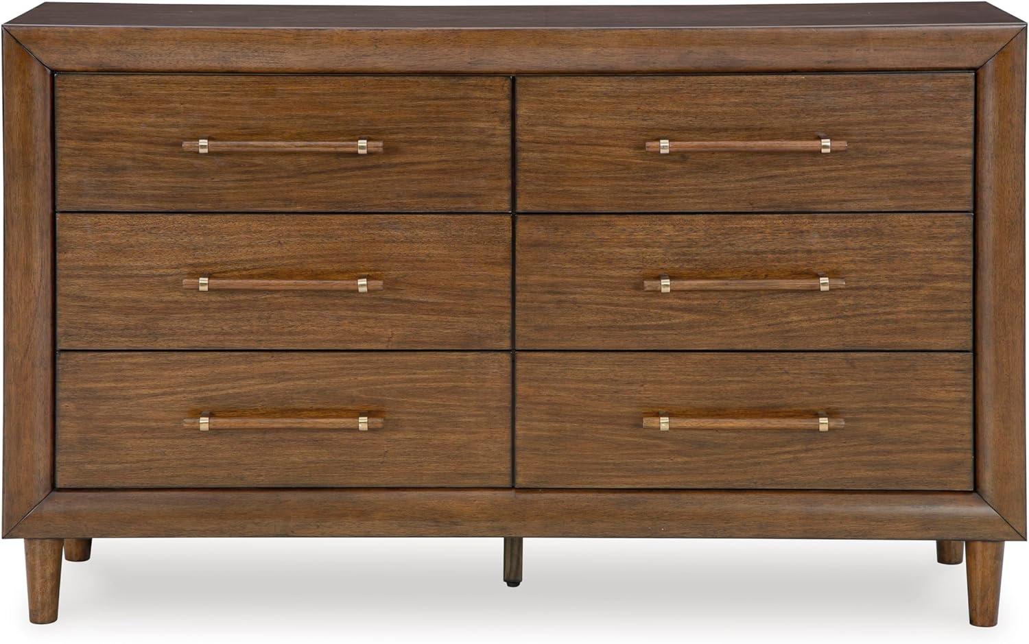 imageSignature Design by Ashley Lyncott 6Drawer Dresser Safety Stop Felt Lined Top Drawers Round Tapered Legs Hardwood Solids 6125quot W x 1788quot D x 375quot H Brown6 Drawer Dresser