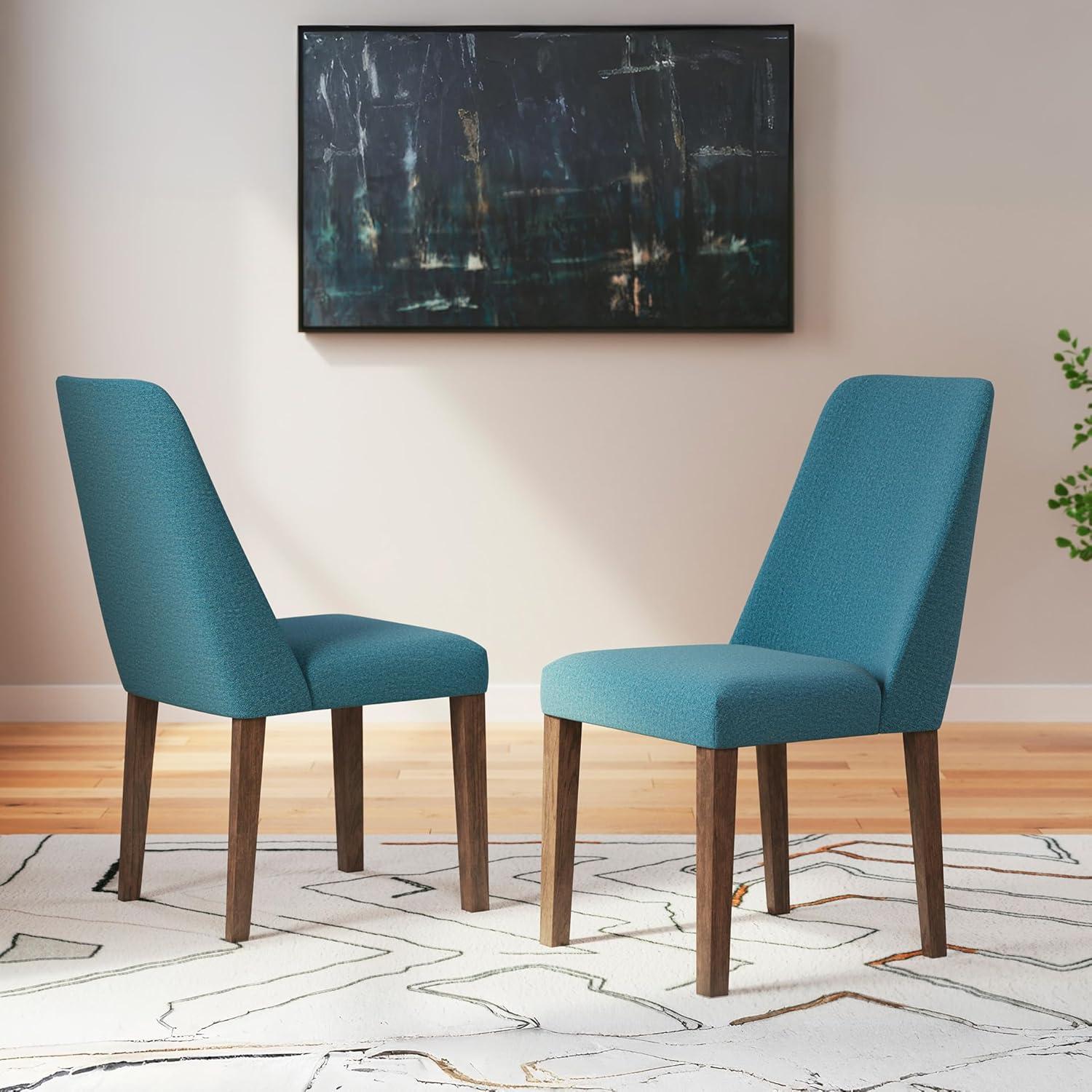 imageSignature Design by Ashley Lyncott Contemporary Dining Room Upholstered Side Chair with Foam Cushion Set of 2 Cream ampamp BrownBlue Brown