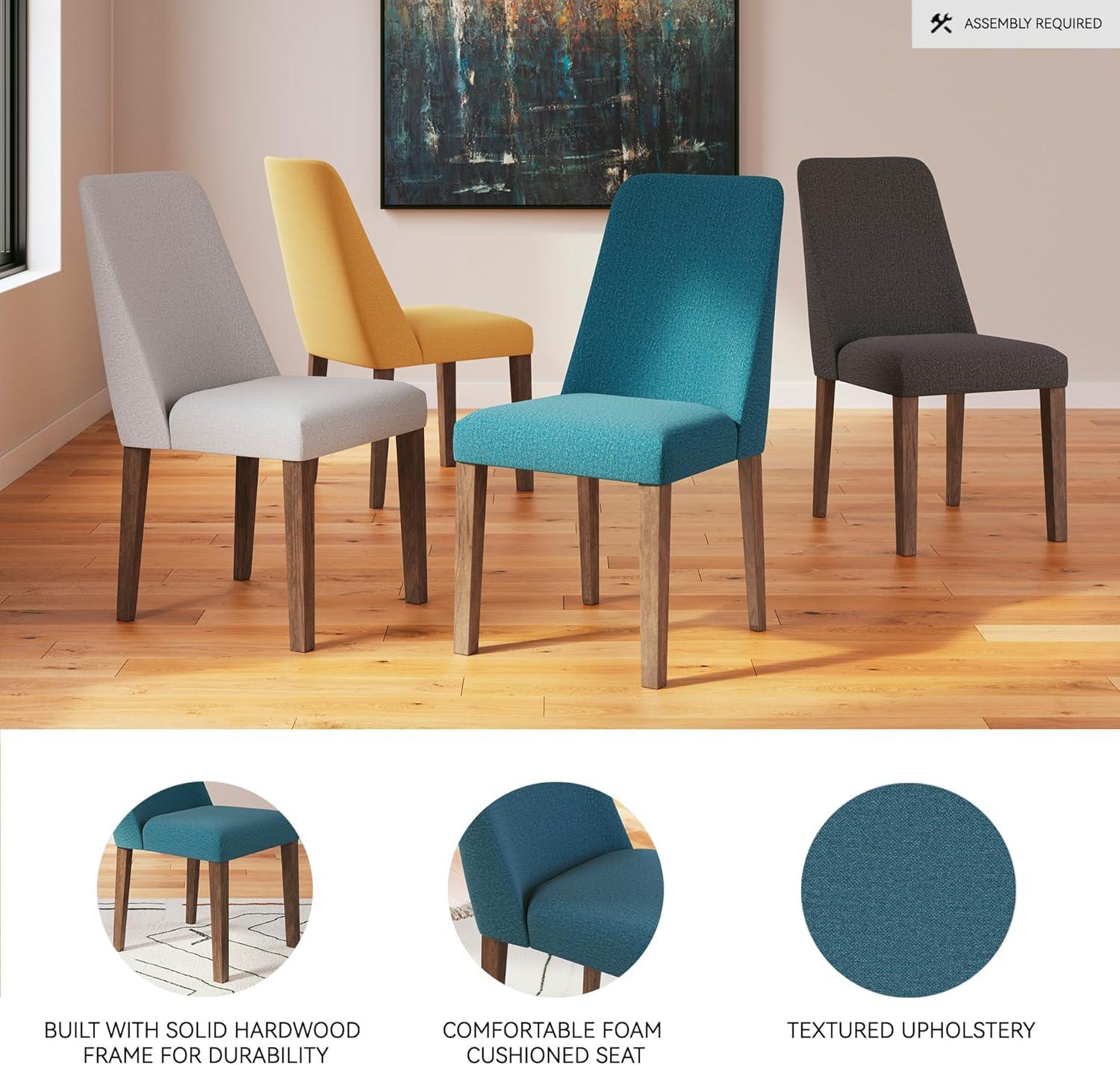 imageSignature Design by Ashley Lyncott Contemporary Dining Room Upholstered Side Chair with Foam Cushion Set of 2 Cream ampamp BrownBlue Brown