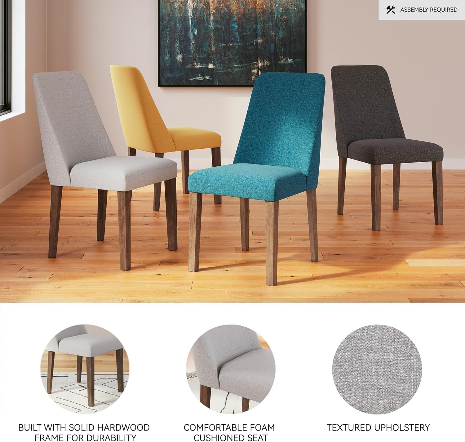 imageSignature Design by Ashley Lyncott Contemporary Dining Room Upholstered Side Chair with Foam Cushion Set of 2 Cream ampamp BrownCream Brown