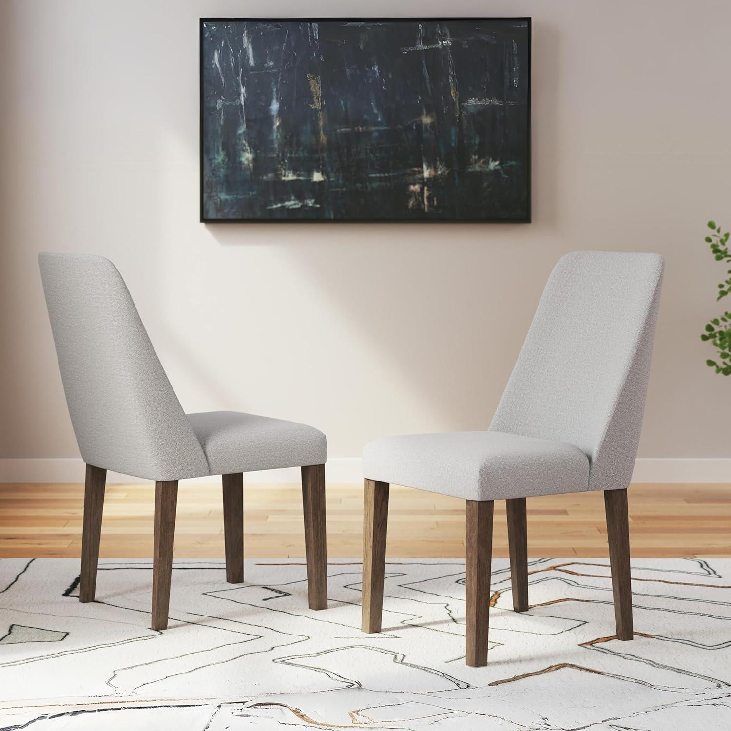 imageSignature Design by Ashley Lyncott Contemporary Dining Room Upholstered Side Chair with Foam Cushion Set of 2 Cream ampamp BrownCream Brown