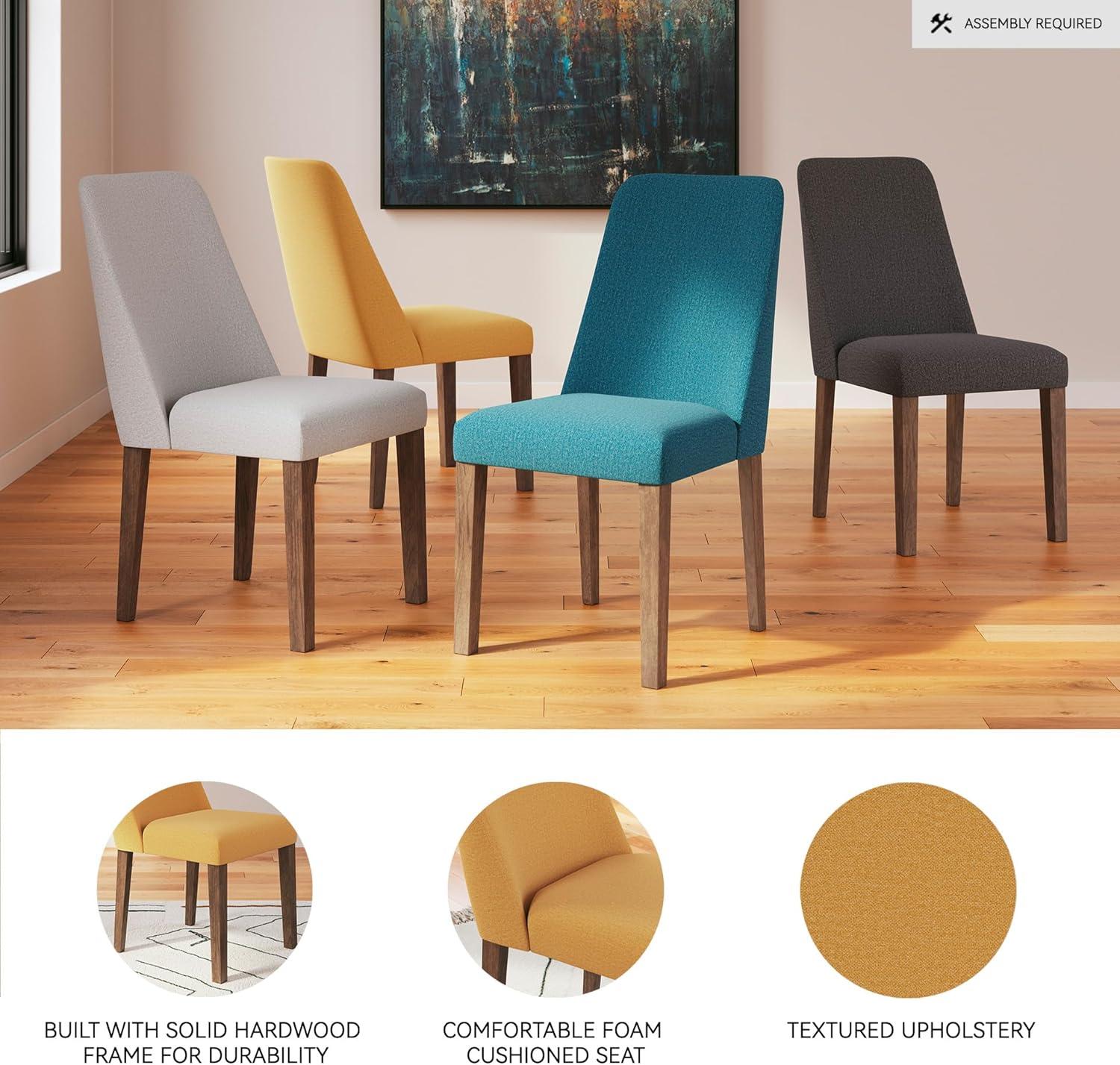 imageSignature Design by Ashley Lyncott Contemporary Dining Room Upholstered Side Chair with Foam Cushion Set of 2 Cream ampamp BrownYellow Brown