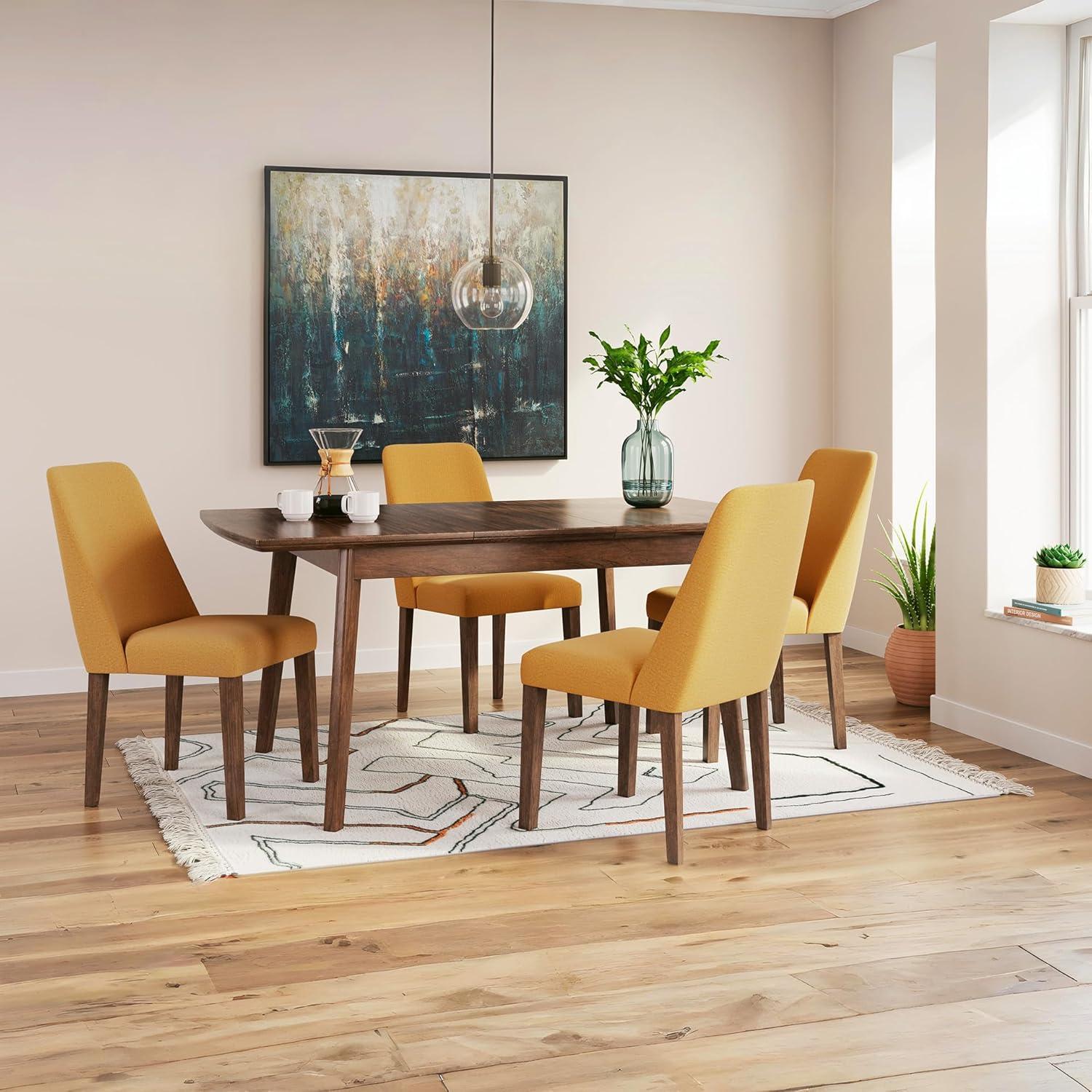 imageSignature Design by Ashley Lyncott Contemporary Dining Room Upholstered Side Chair with Foam Cushion Set of 2 Cream ampamp BrownYellow Brown