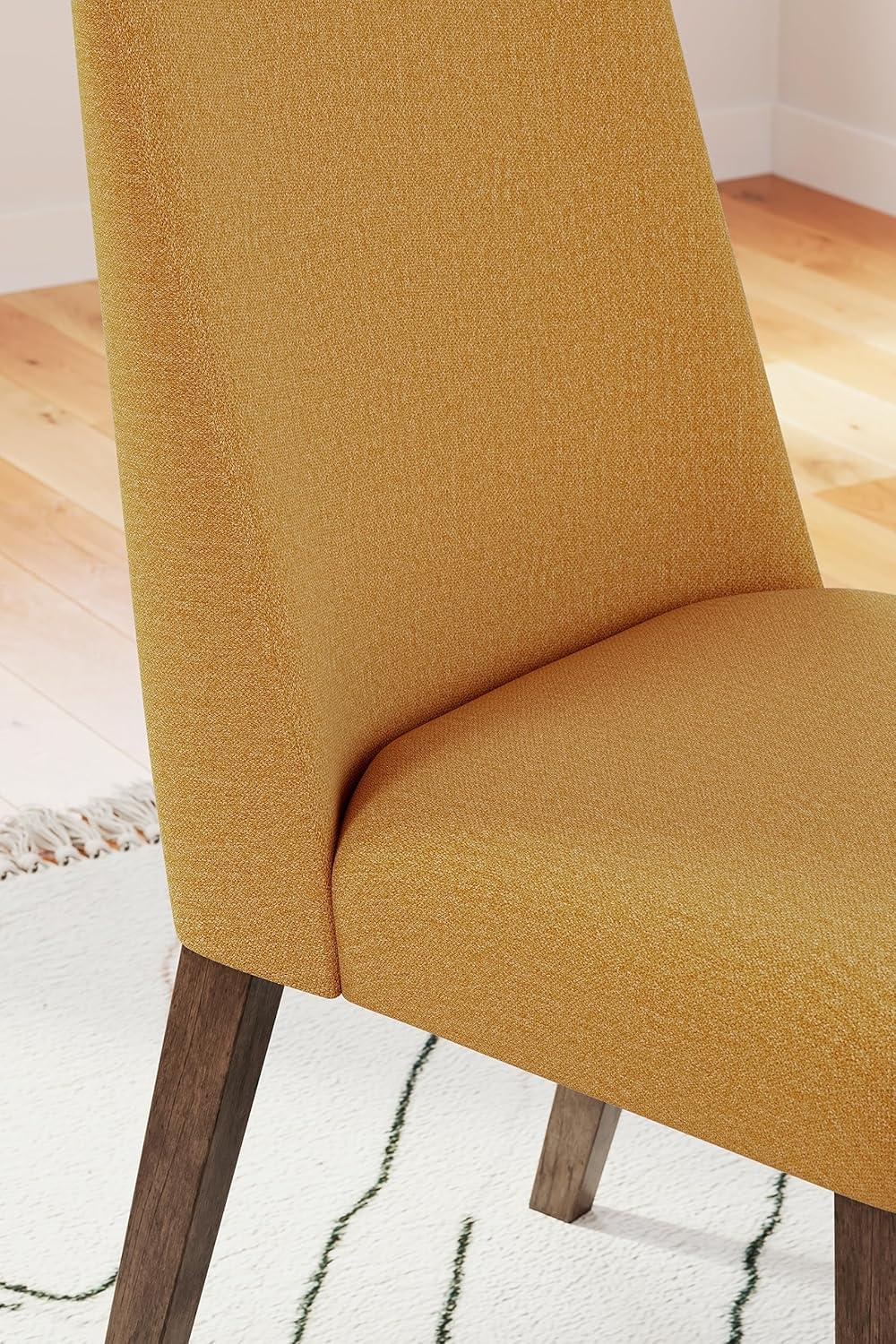 imageSignature Design by Ashley Lyncott Contemporary Dining Room Upholstered Side Chair with Foam Cushion Set of 2 Cream ampamp BrownYellow Brown