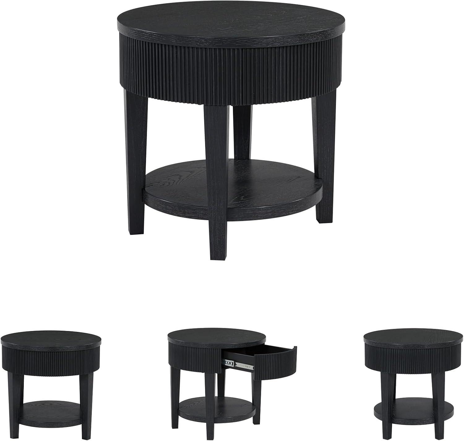 imageSignature Design by Ashley Marstream Modern End Table with 1 Lower Shelf and Reeded Apron Black