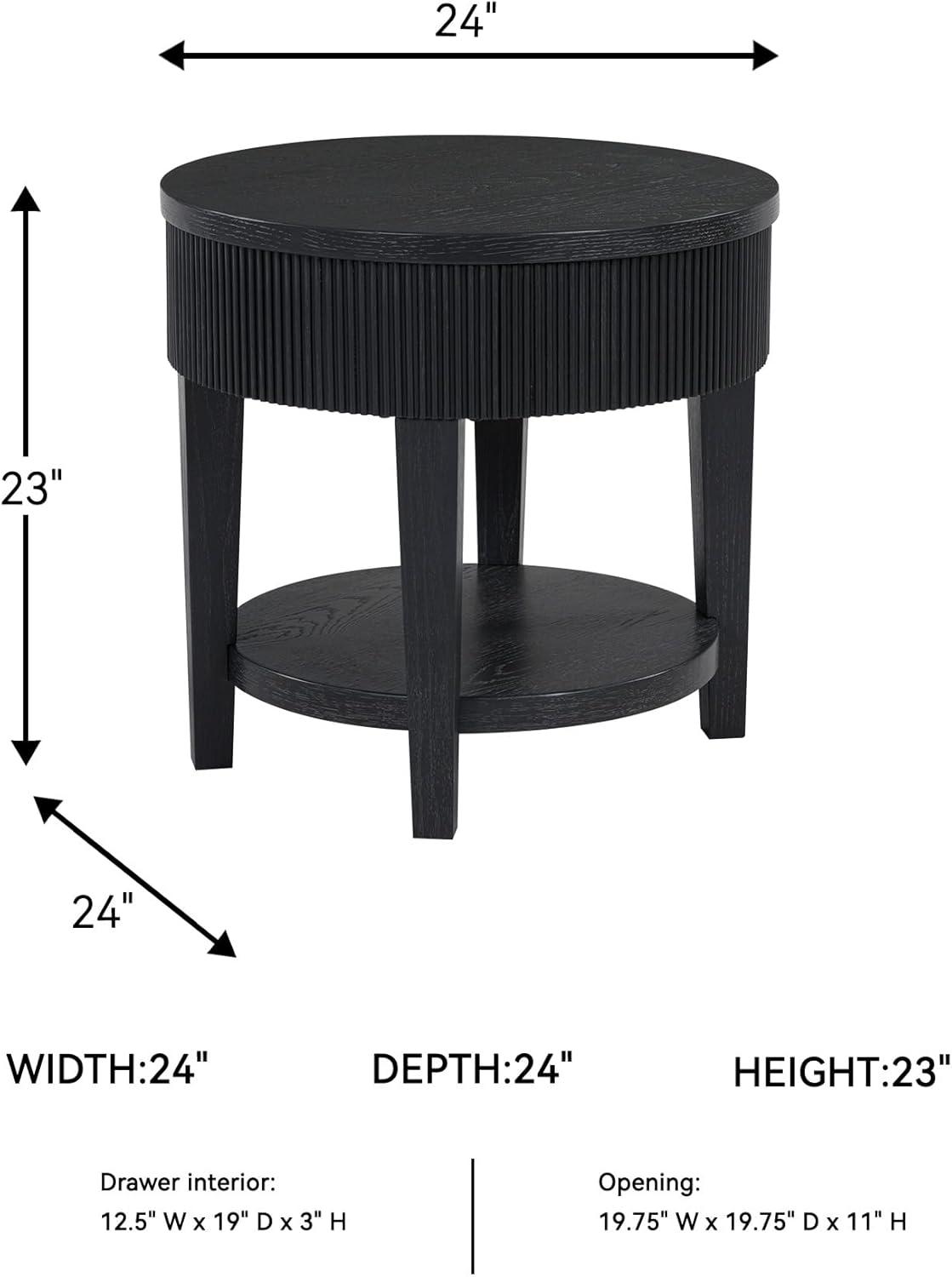 imageSignature Design by Ashley Marstream Modern End Table with 1 Lower Shelf and Reeded Apron Black