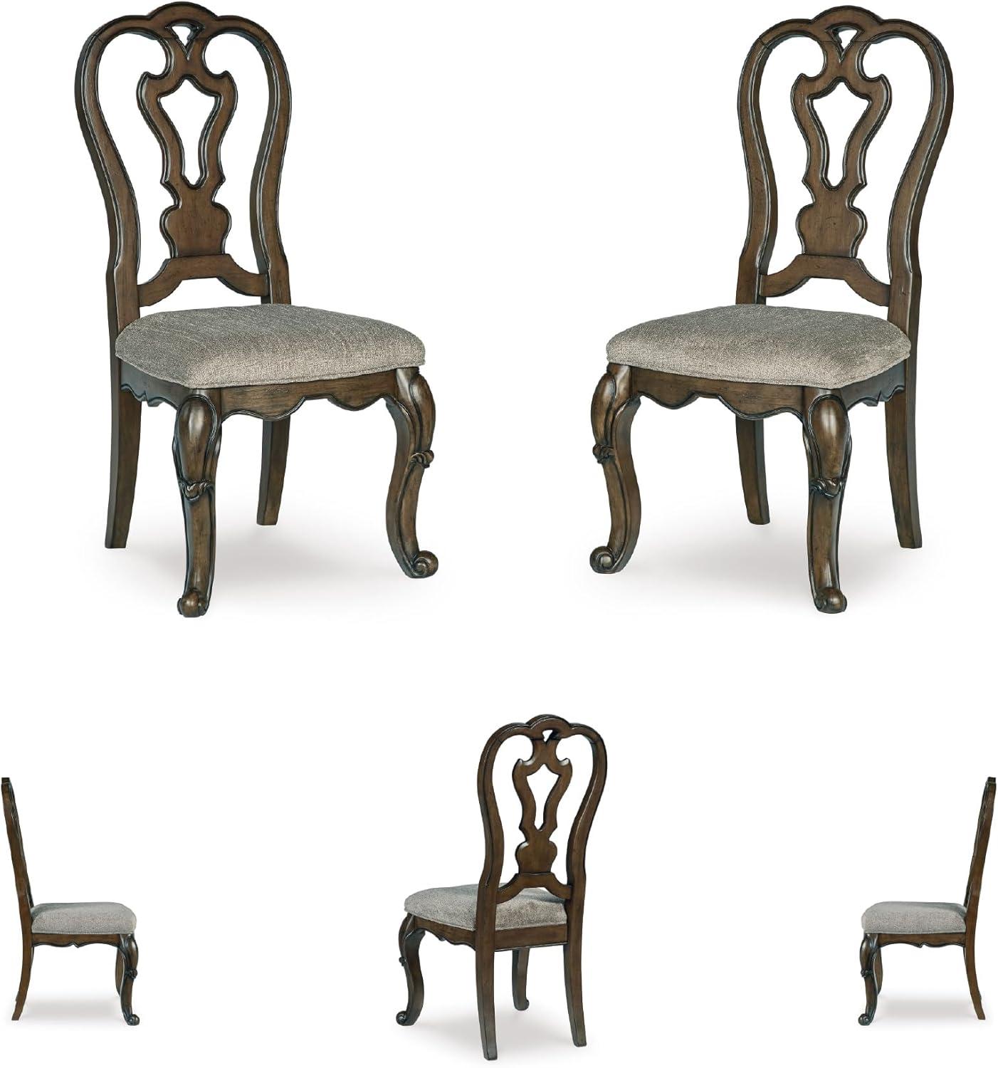 imageSignature Design by Ashley Maylee Classic Upholstered Armless Dining Chair Set of 2 Dark Brown