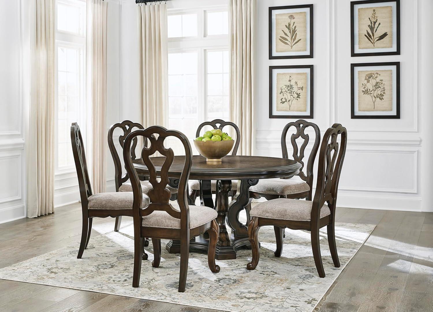 imageSignature Design by Ashley Maylee Classic Upholstered Armless Dining Chair Set of 2 Dark Brown