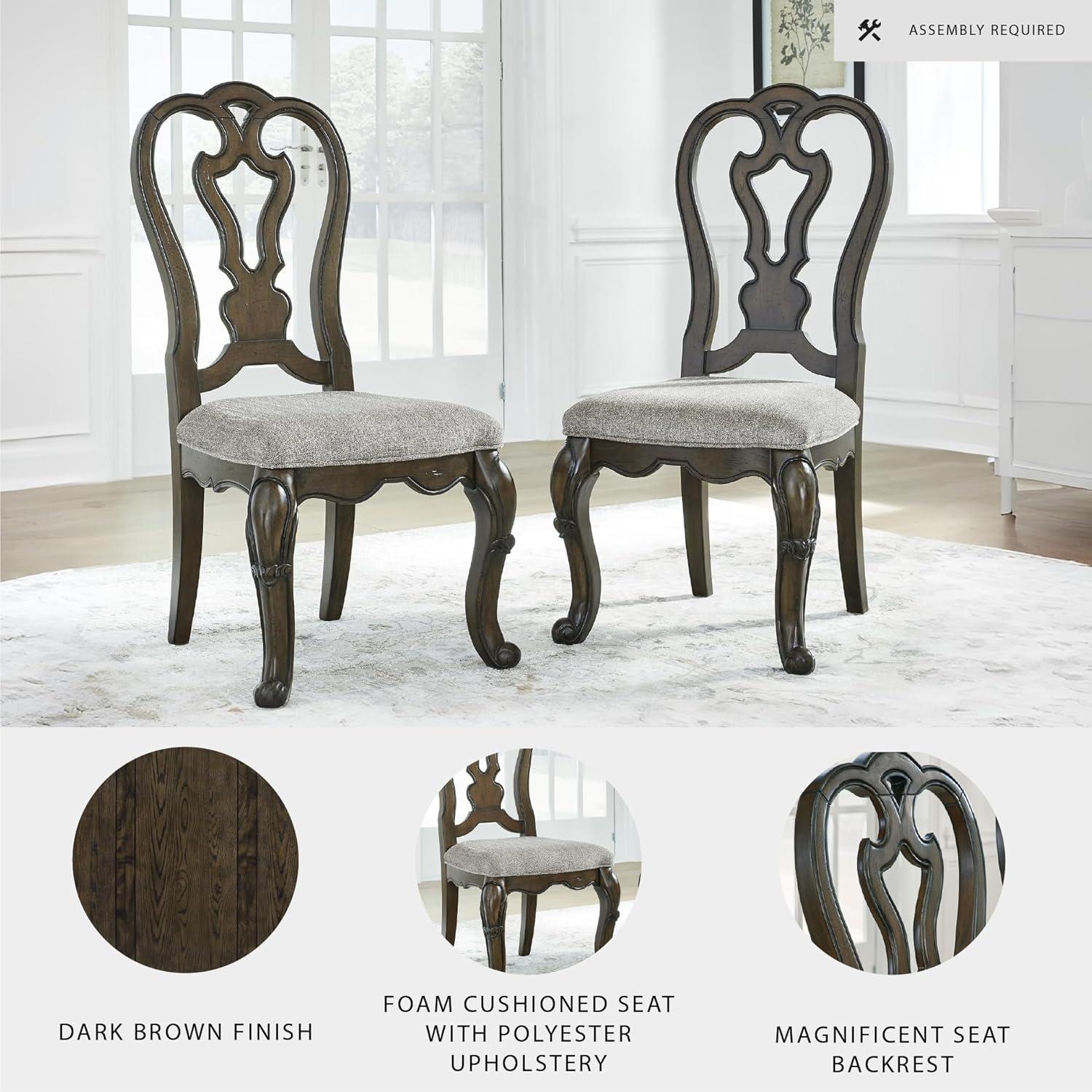 imageSignature Design by Ashley Maylee Classic Upholstered Armless Dining Chair Set of 2 Dark Brown