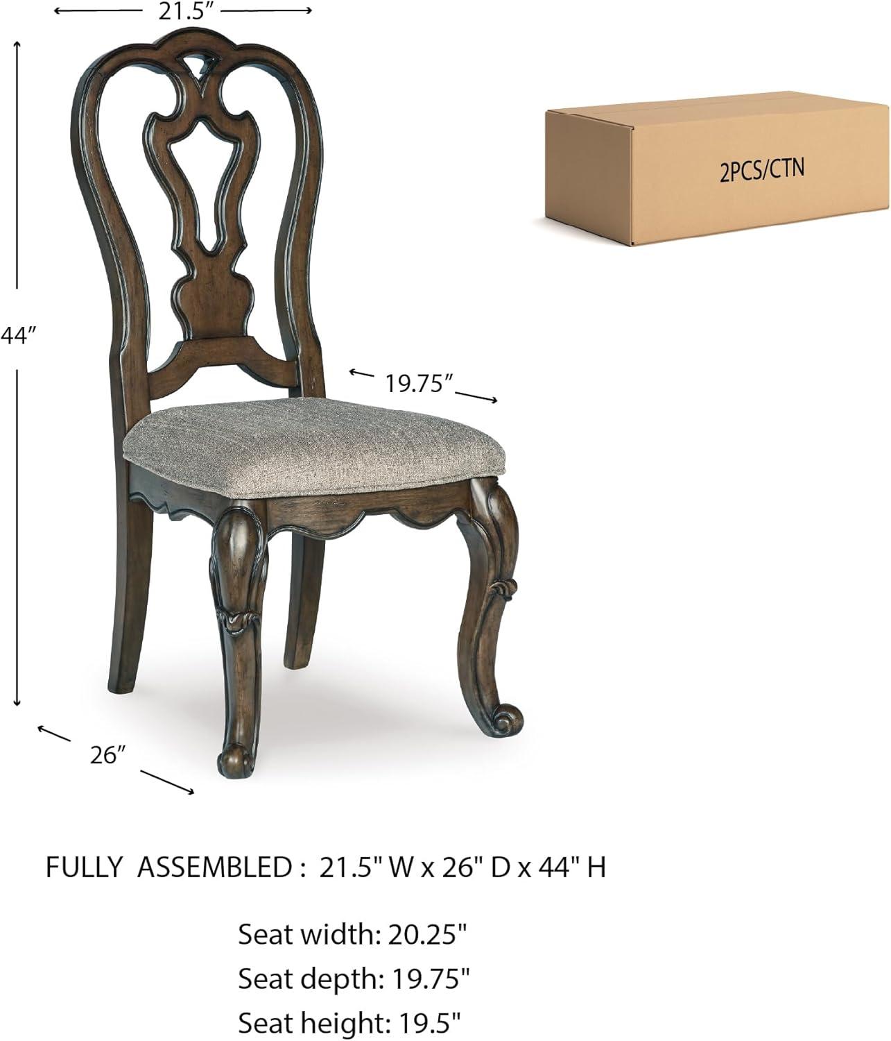 imageSignature Design by Ashley Maylee Classic Upholstered Armless Dining Chair Set of 2 Dark Brown