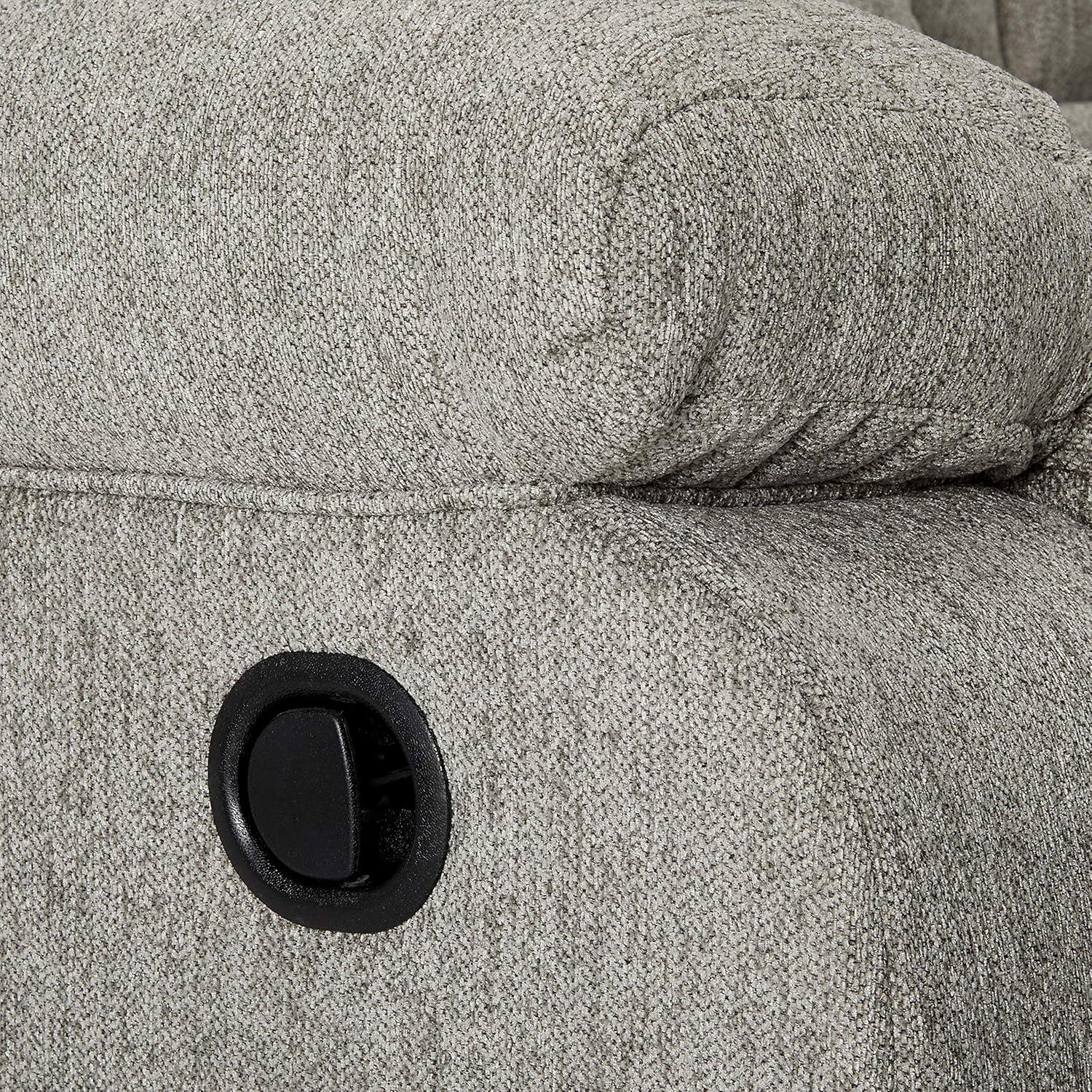 imageSignature Design by Ashley Mitchiner Contemporary Manual Reclining Sofa with Center Drop Down ampamp Cup Holders GrayReclining Sofa