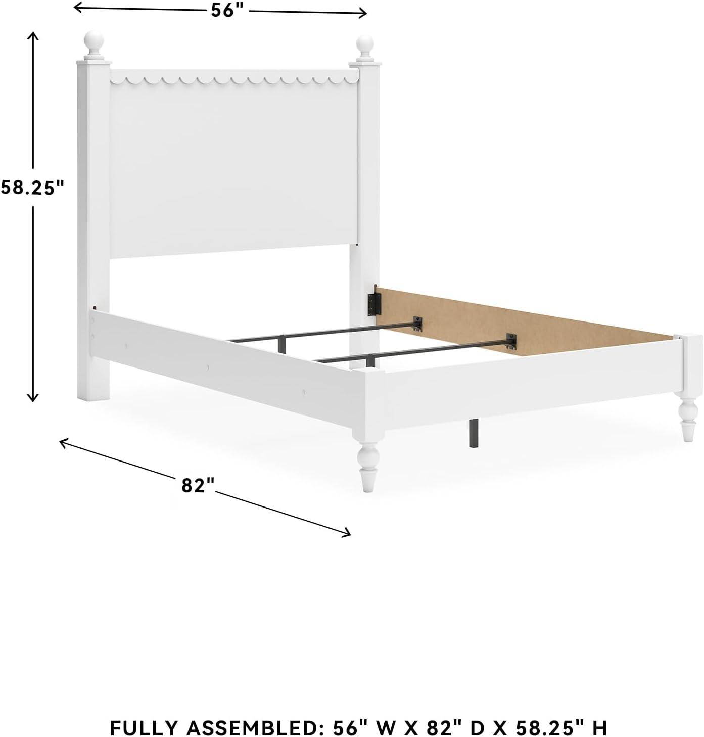 imageSignature Design by Ashley Mollviney Casual Full Panel Bed Scallop Detail Charming Girls Bed Farmhouse or Coastal Design Foundation or Box Spring Needed WhiteFull