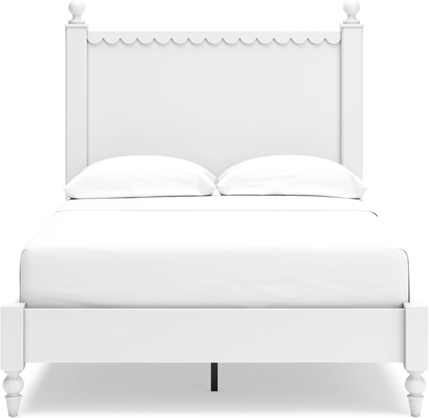 imageSignature Design by Ashley Mollviney Casual Full Panel Bed Scallop Detail Charming Girls Bed Farmhouse or Coastal Design Foundation or Box Spring Needed WhiteFull