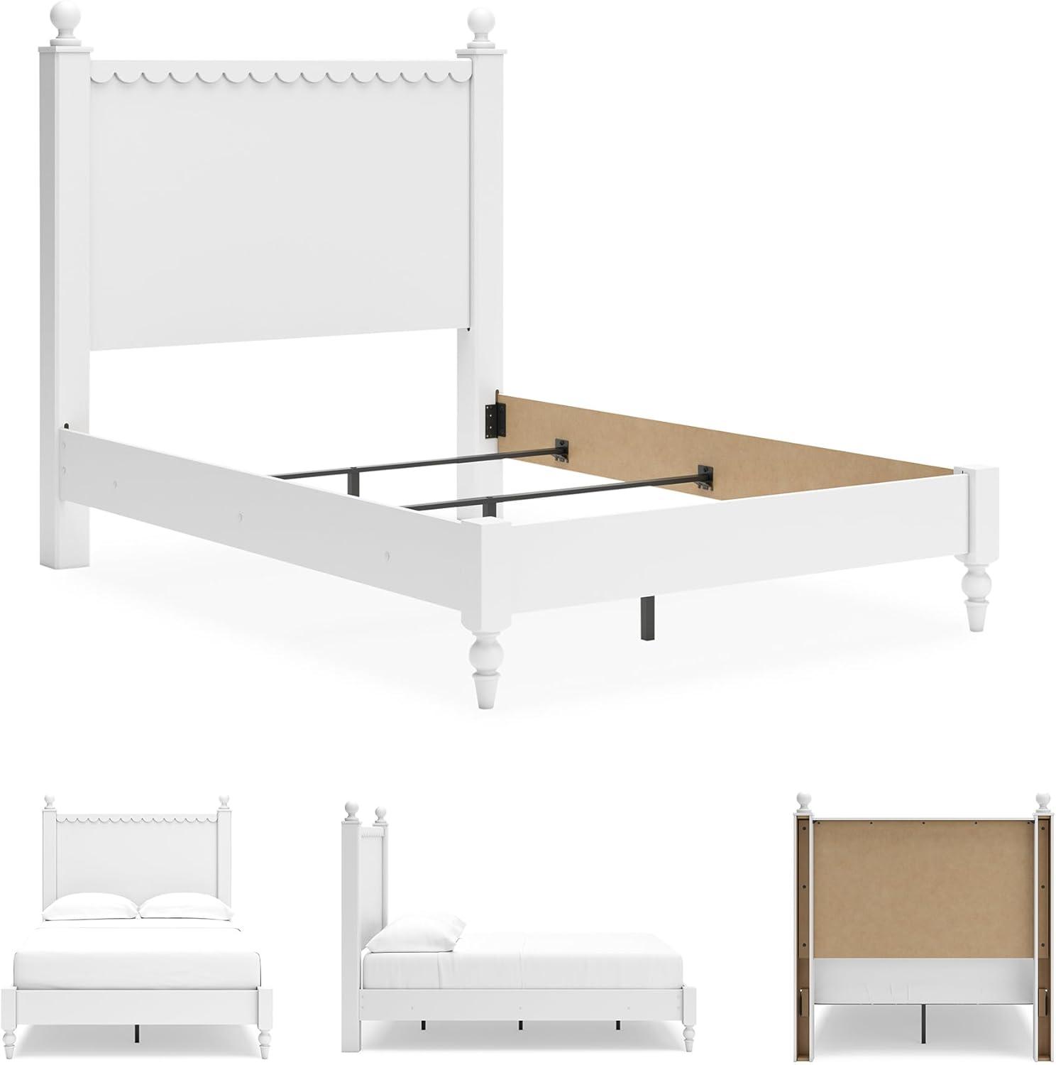 imageSignature Design by Ashley Mollviney Casual Full Panel Bed Scallop Detail Charming Girls Bed Farmhouse or Coastal Design Foundation or Box Spring Needed WhiteFull