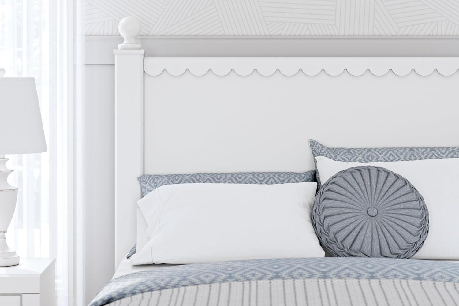 imageSignature Design by Ashley Mollviney Casual Full Panel Bed Scallop Detail Charming Girls Bed Farmhouse or Coastal Design Foundation or Box Spring Needed WhiteFull