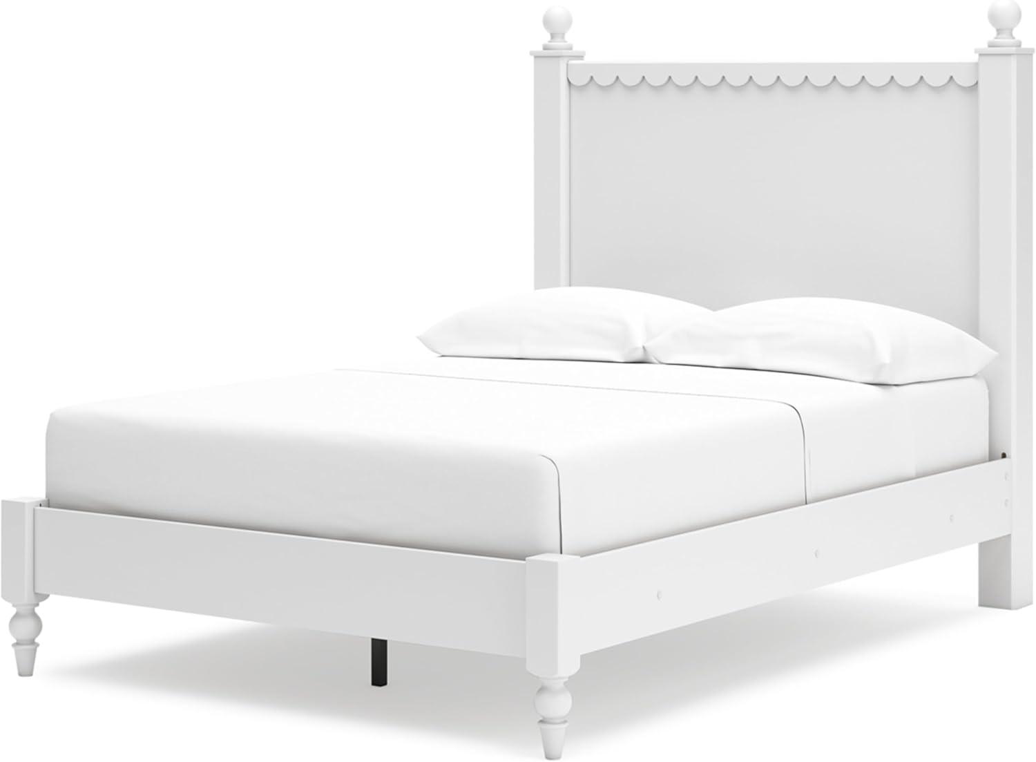 imageSignature Design by Ashley Mollviney Casual Full Panel Bed Scallop Detail Charming Girls Bed Farmhouse or Coastal Design Foundation or Box Spring Needed WhiteFull