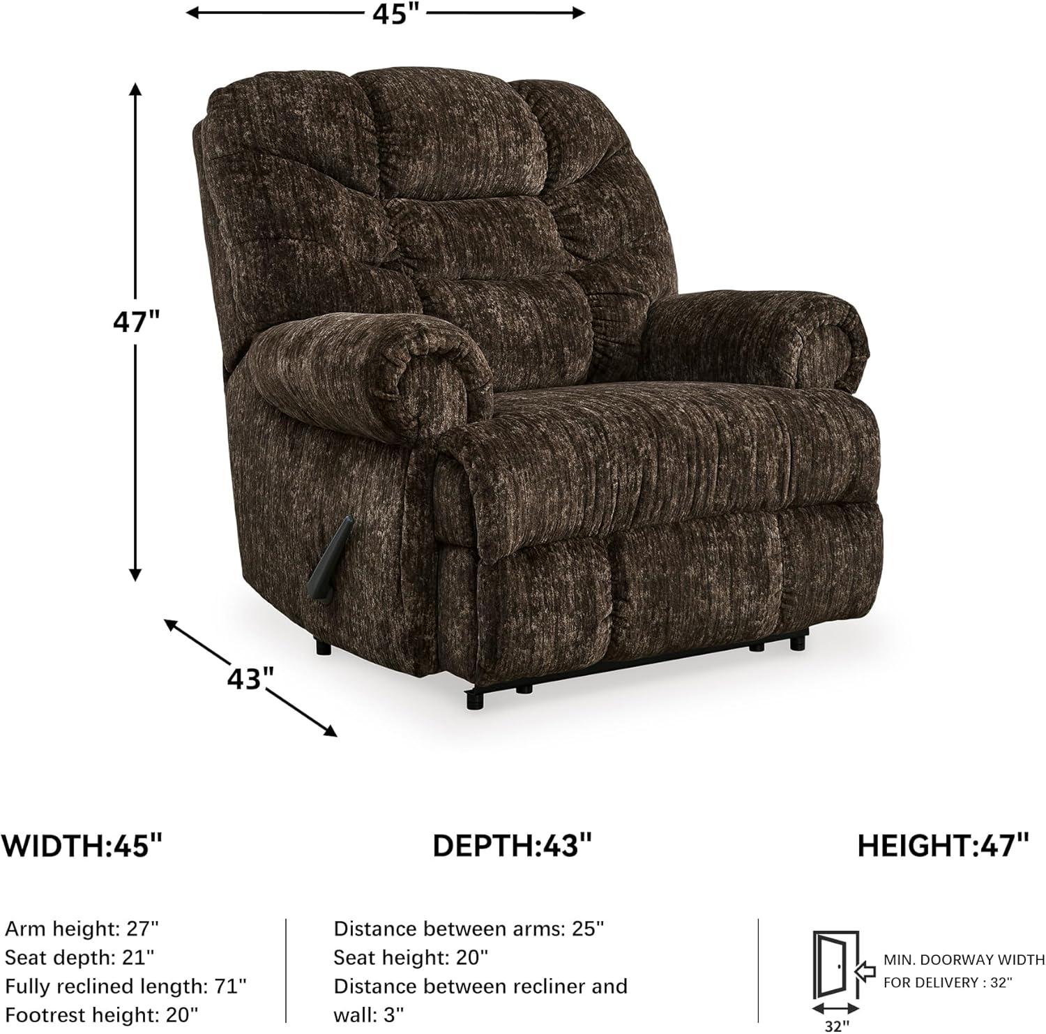 imageSignature Design by Ashley Movie Man Classic Tufted Velvet Manual Zero Wall Recliner Dark BrownDark Brown