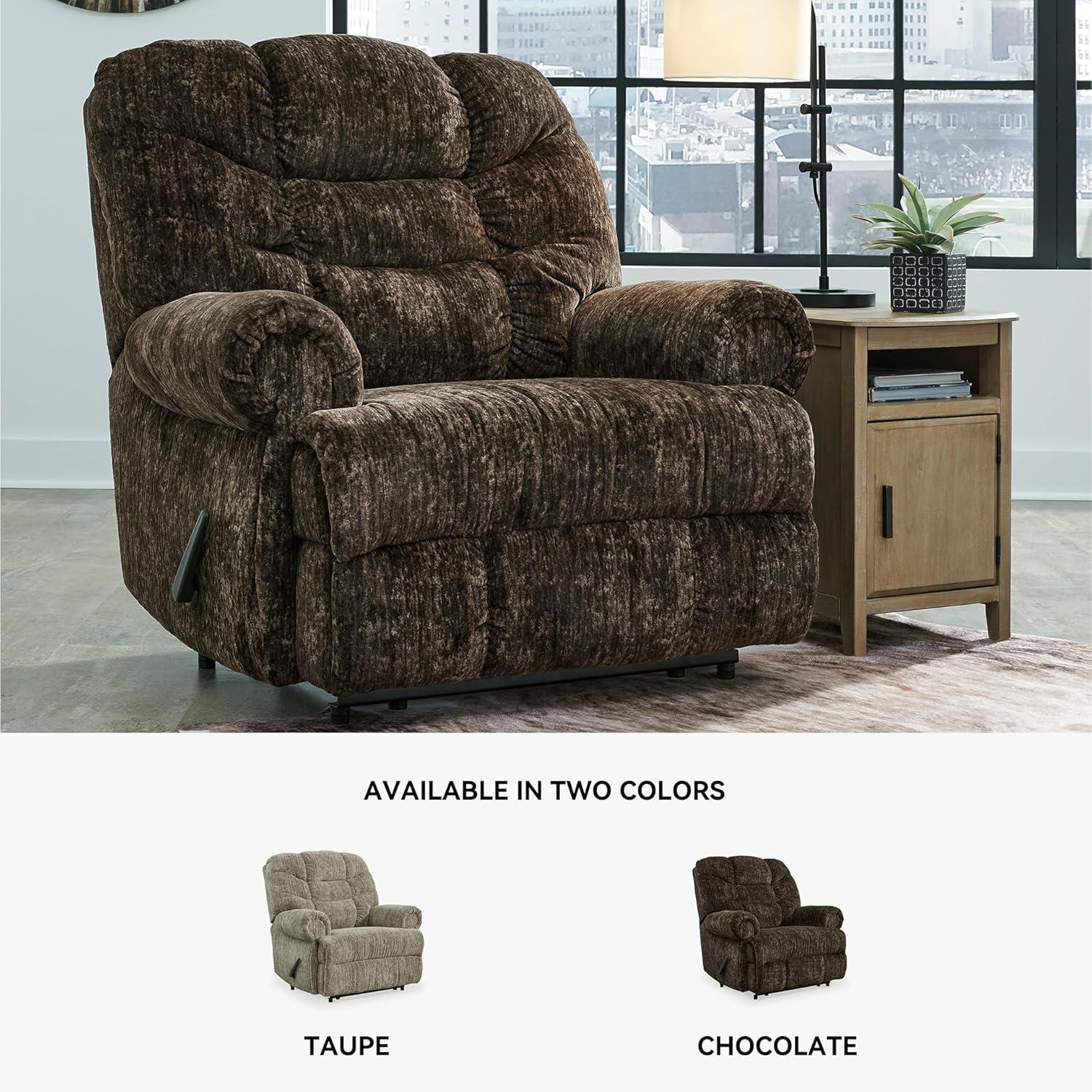 imageSignature Design by Ashley Movie Man Classic Tufted Velvet Manual Zero Wall Recliner Dark BrownDark Brown