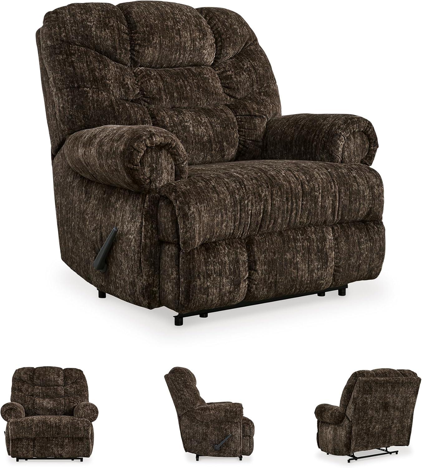 imageSignature Design by Ashley Movie Man Classic Tufted Velvet Manual Zero Wall Recliner Dark BrownDark Brown