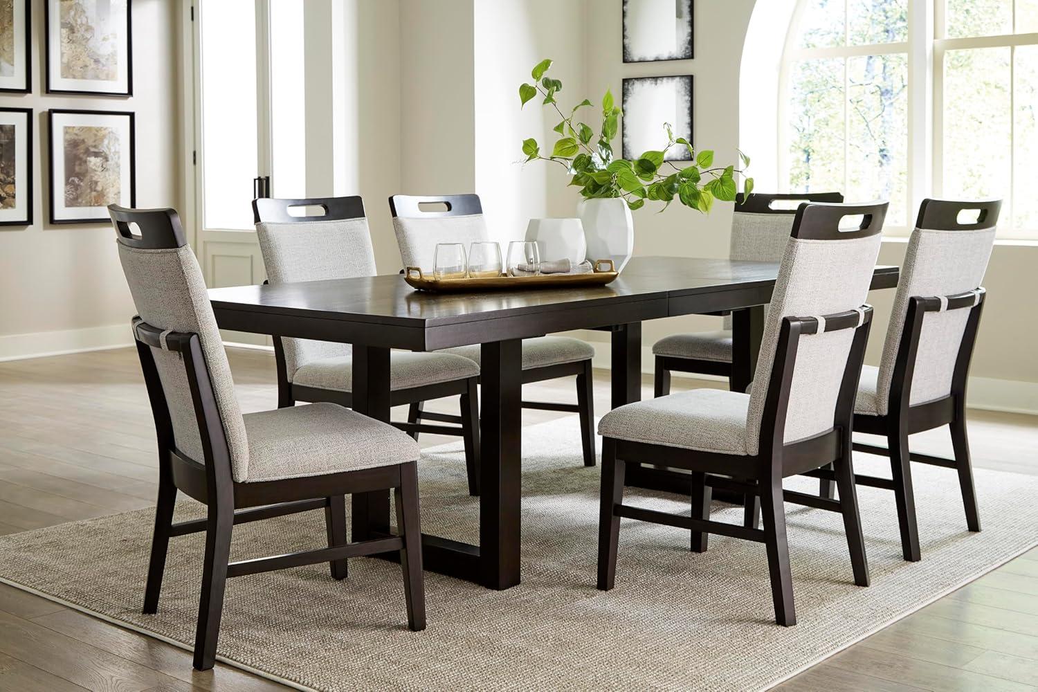 imageSignature Design by Ashley Neymorton Solid Wood Frame Dining Chair Stain Resistant Set of 2 Light GrayBrown
