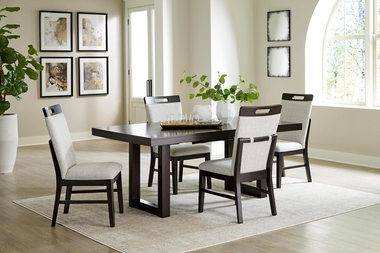 imageSignature Design by Ashley Neymorton Solid Wood Frame Dining Chair Stain Resistant Set of 2 Light GrayBrown