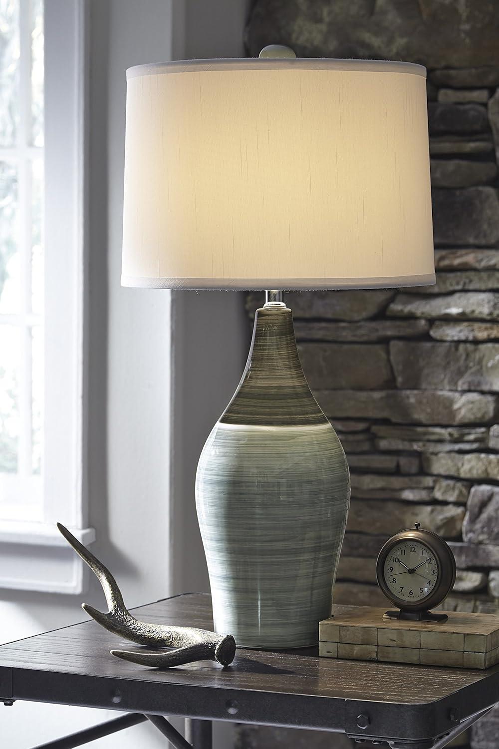 imageSignature Design by Ashley Niobe Glazed Ceramic Table Lamp 2 Count 28quot Multicolored ampamp GrayMulticolor