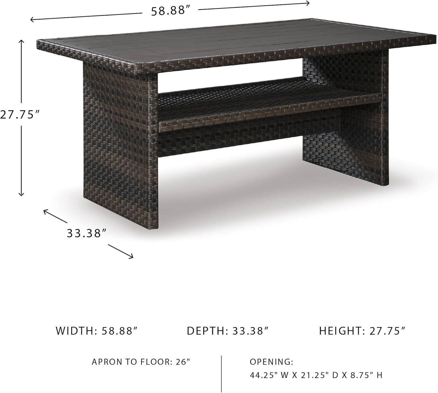imageSignature Design by Ashley Outdoor Easy Isle MultiUse Resin Wicker Patio Table Dark Brown