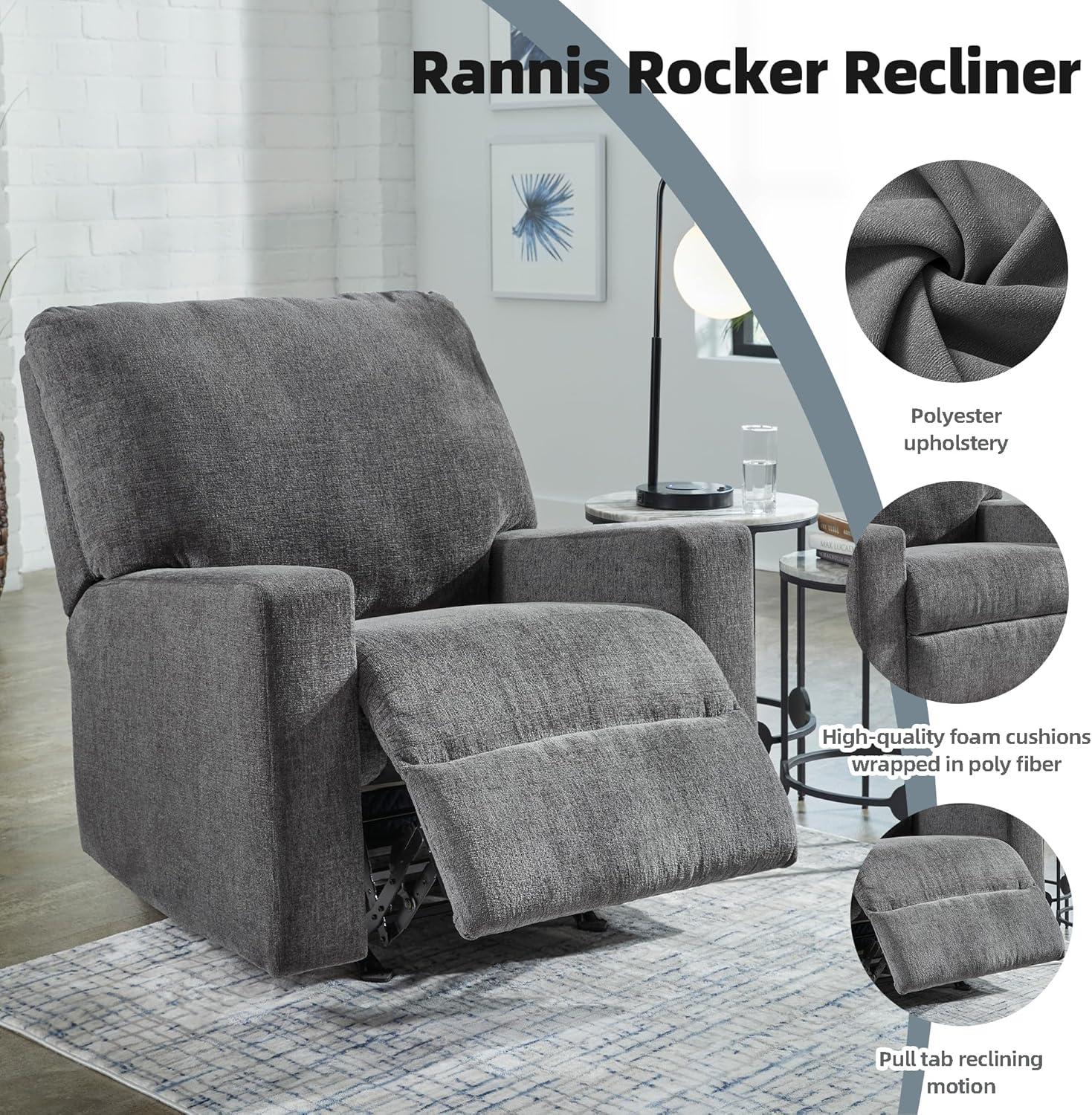 imageSignature Design by Ashley Rannis Casual Manual Rocker Recliner WhiteGrey