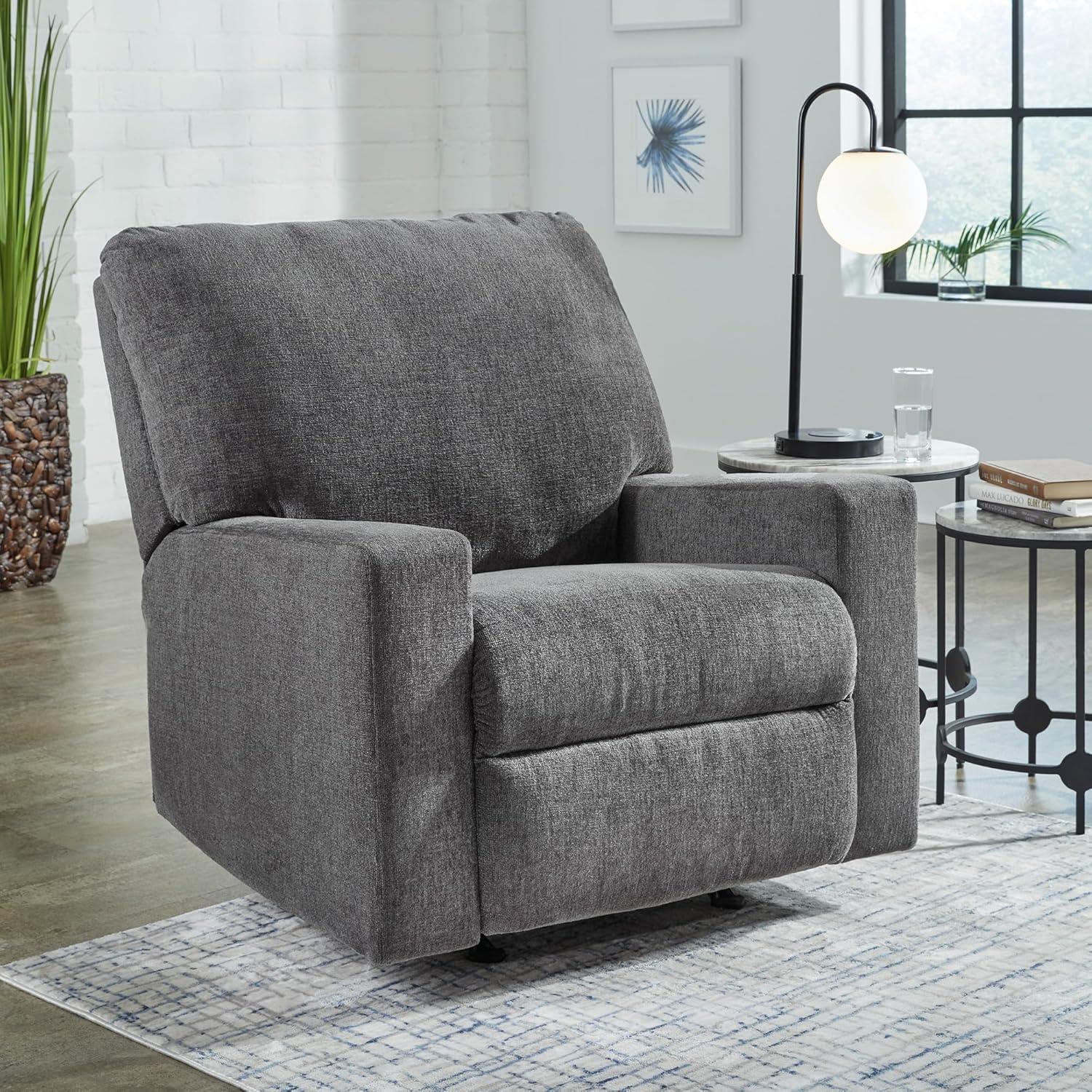 imageSignature Design by Ashley Rannis Casual Manual Rocker Recliner WhiteGrey