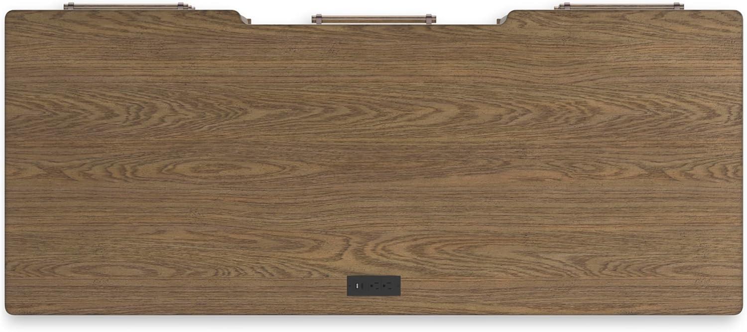 imageSignature Design by Ashley Roanhowe Contemporary 68quot Home Office Desk with 6 FeltLined Drawers USB Charging Ports and Cord Management Dark Brown