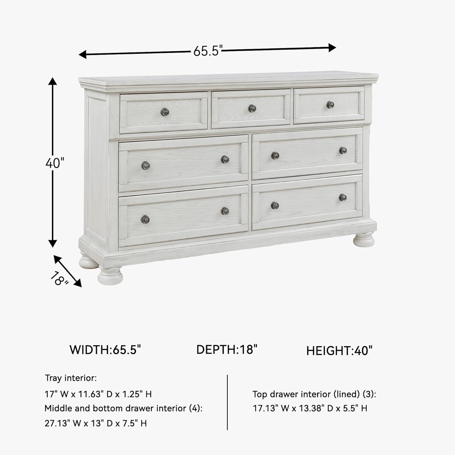 imageSignature Design by Ashley Robbinsdale Traditional 7 Drawer Dresser Antique White