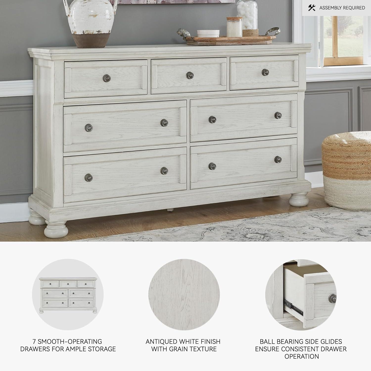 imageSignature Design by Ashley Robbinsdale Traditional 7 Drawer Dresser Antique White