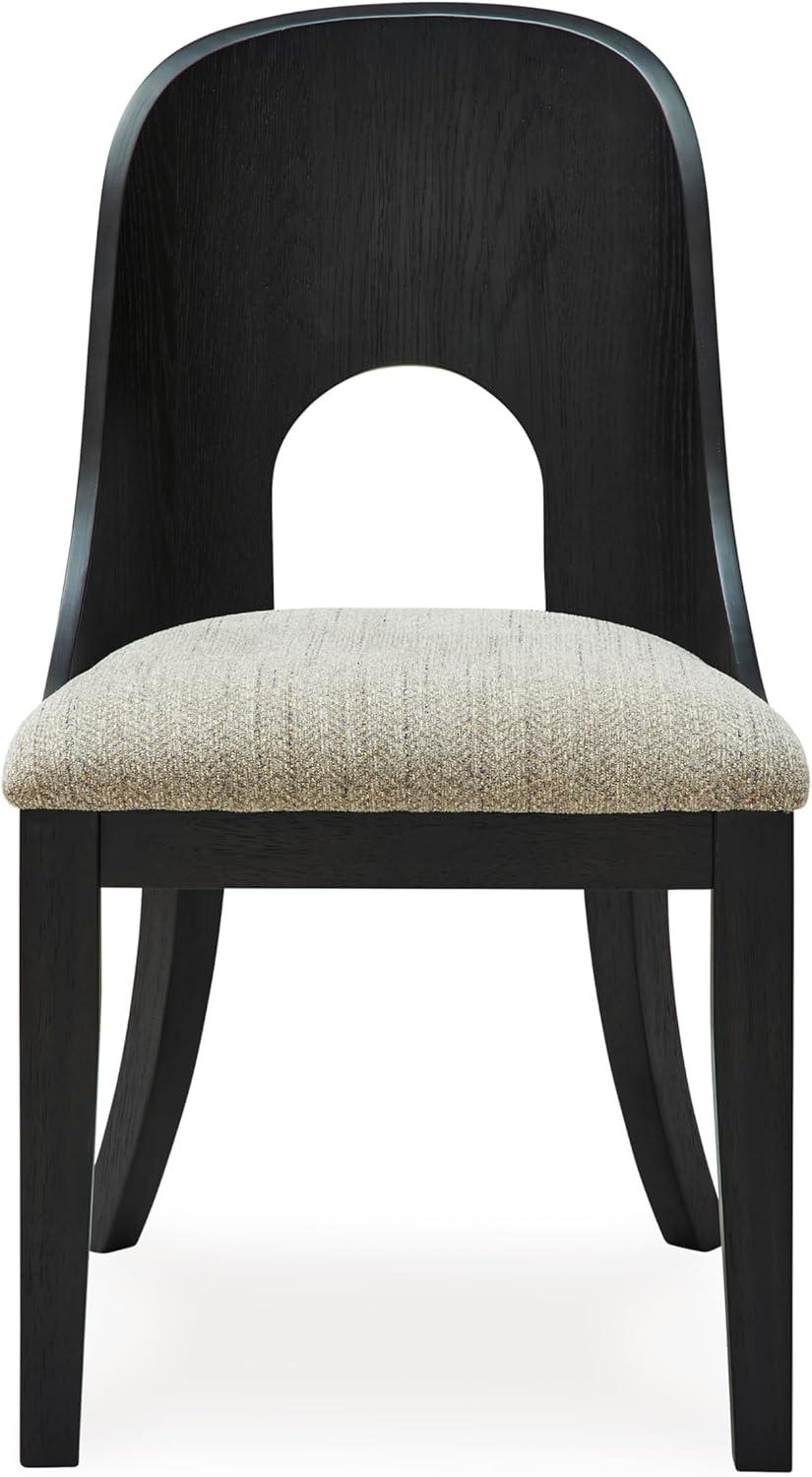 imageSignature Design by Ashley Rowanbeck Contemporary Armless Herringbone Upholstered Dining Chair Set of 2 Black ampamp Light Gray