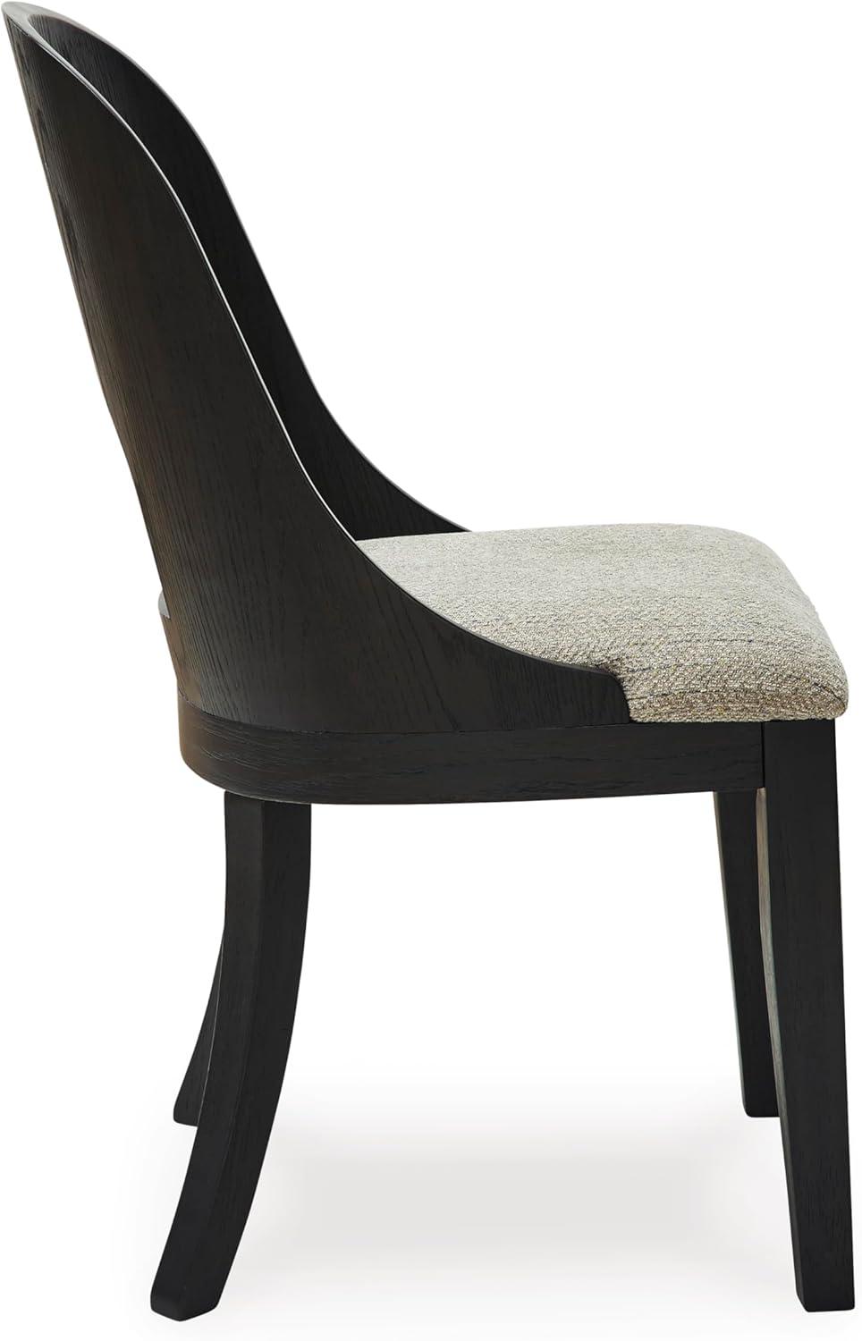 imageSignature Design by Ashley Rowanbeck Contemporary Armless Herringbone Upholstered Dining Chair Set of 2 Black ampamp Light Gray